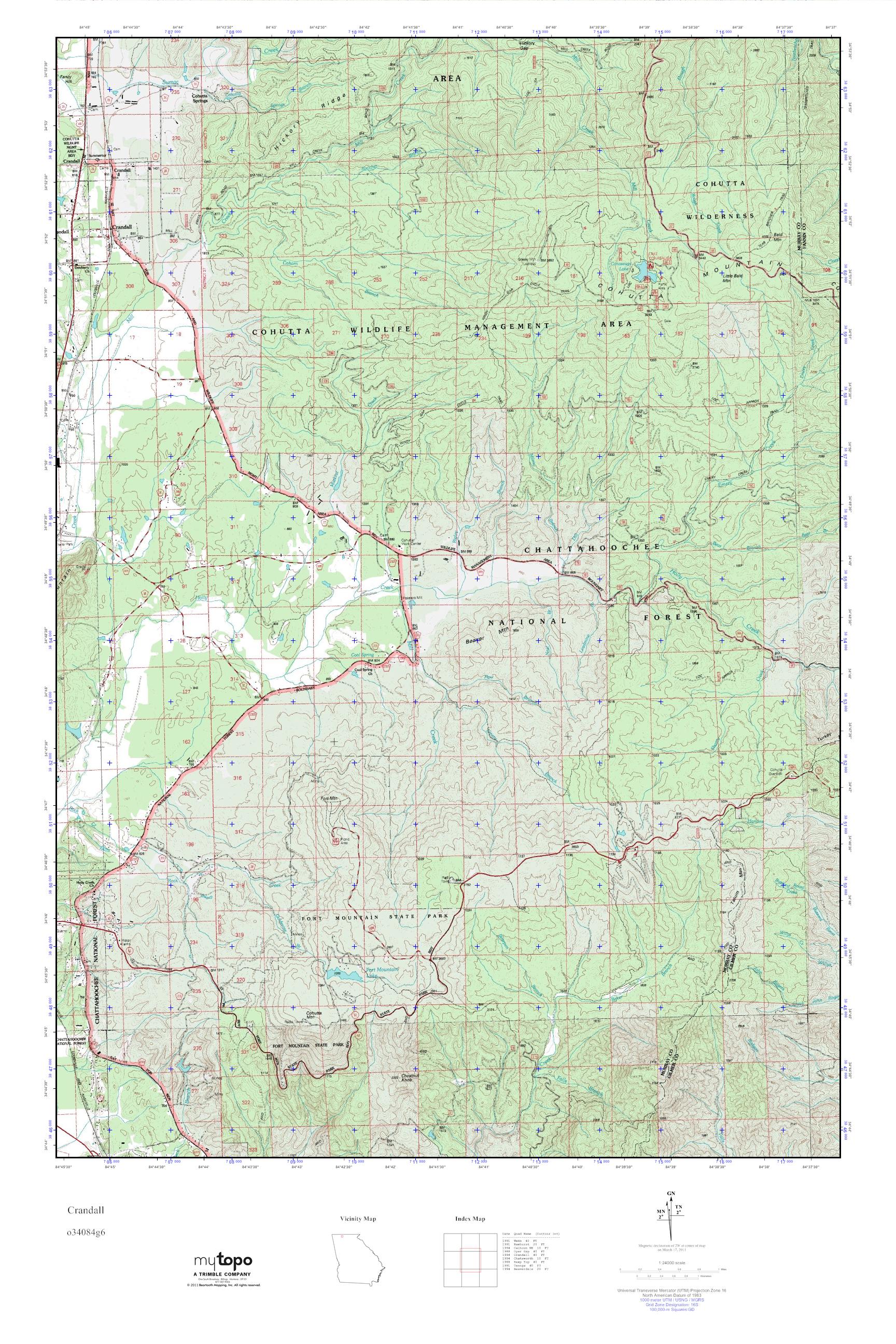 MyTopo Crandall, USGS Quad Topo Map