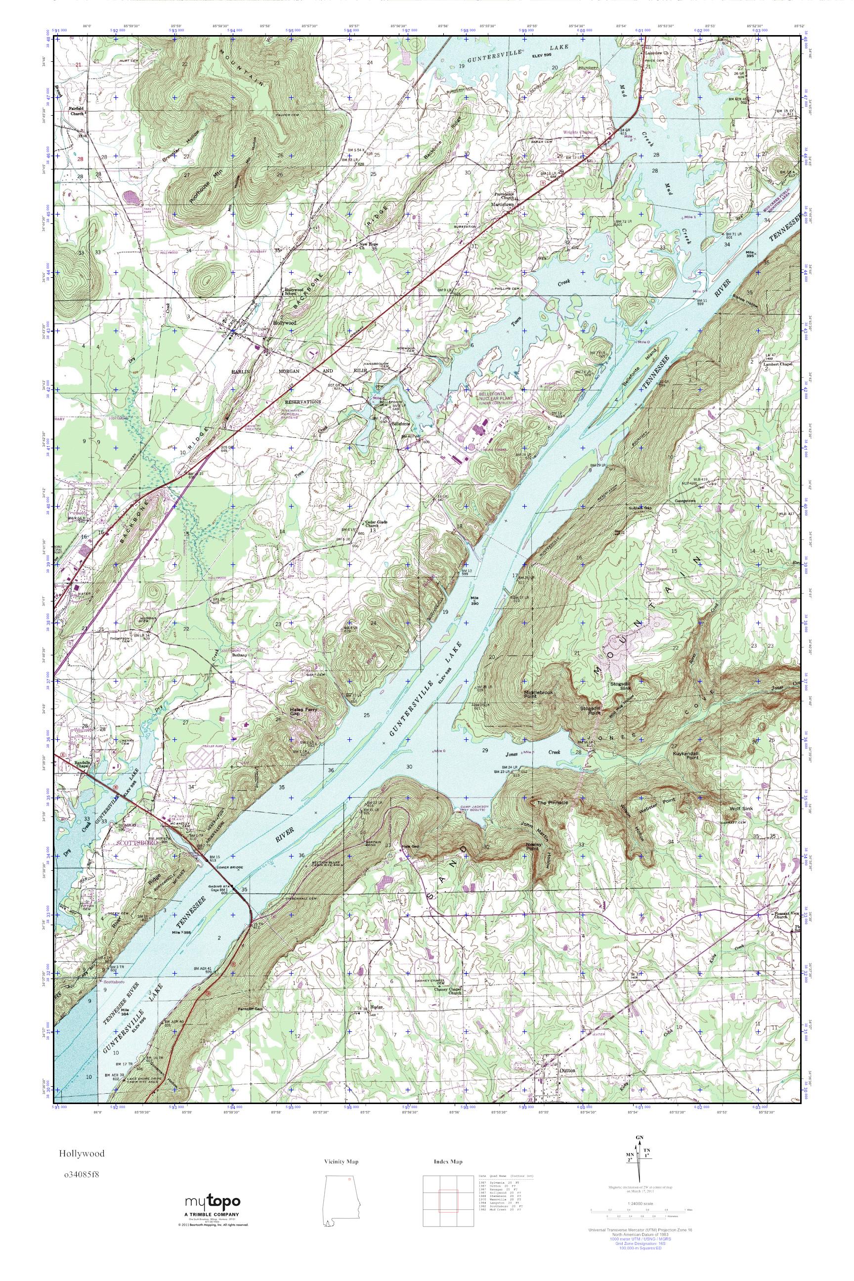 MyTopo Hollywood, Alabama USGS Quad Topo Map