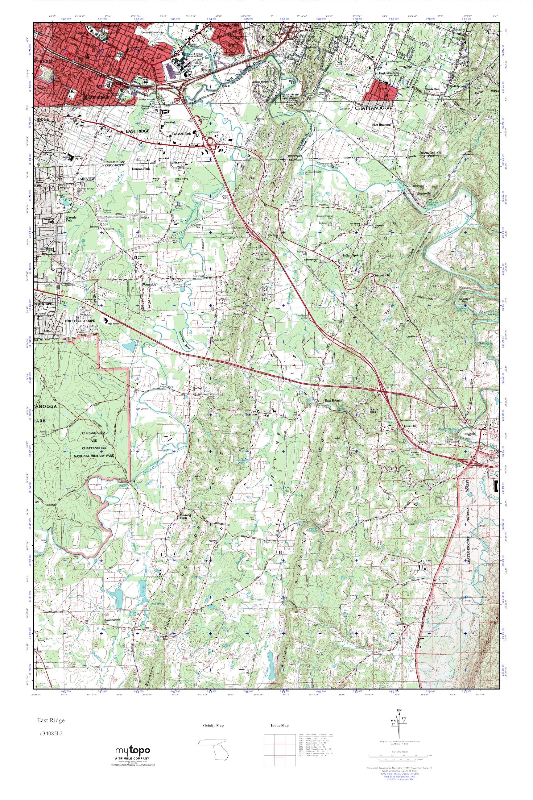 MyTopo East Ridge, Tennessee USGS Quad Topo Map