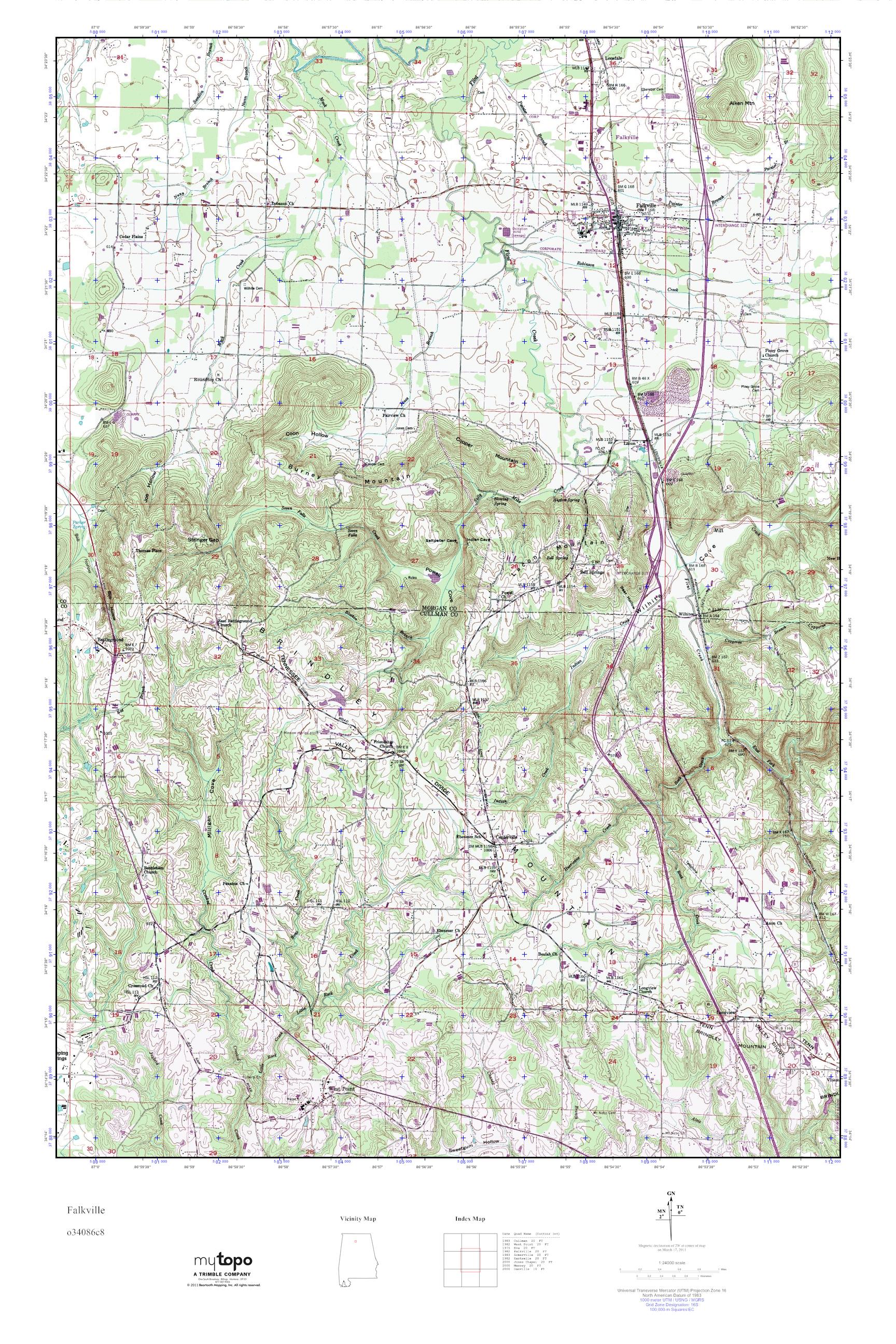 MyTopo Falkville, Alabama USGS Quad Topo Map