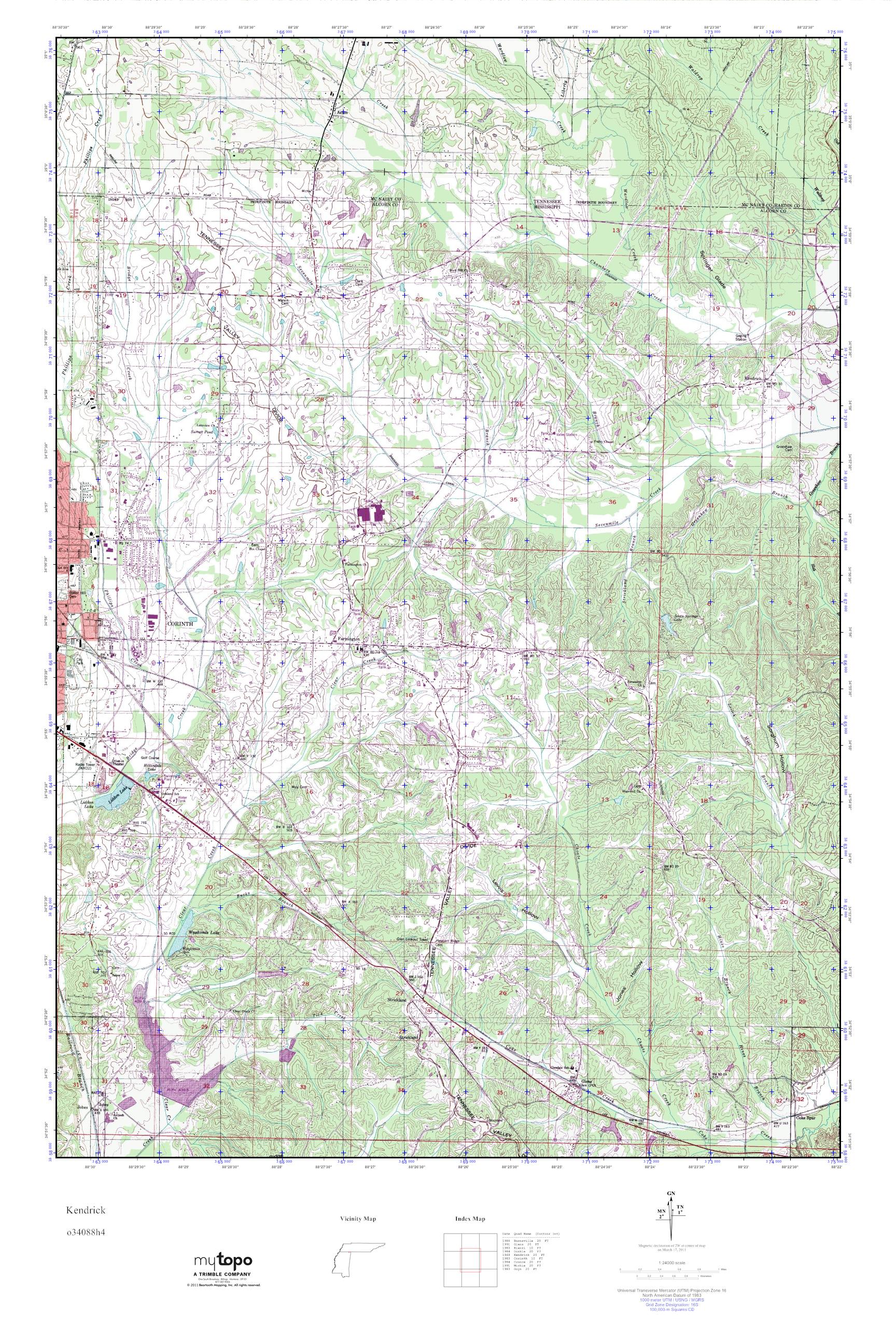 MyTopo Kendrick, Tennessee USGS Quad Topo Map