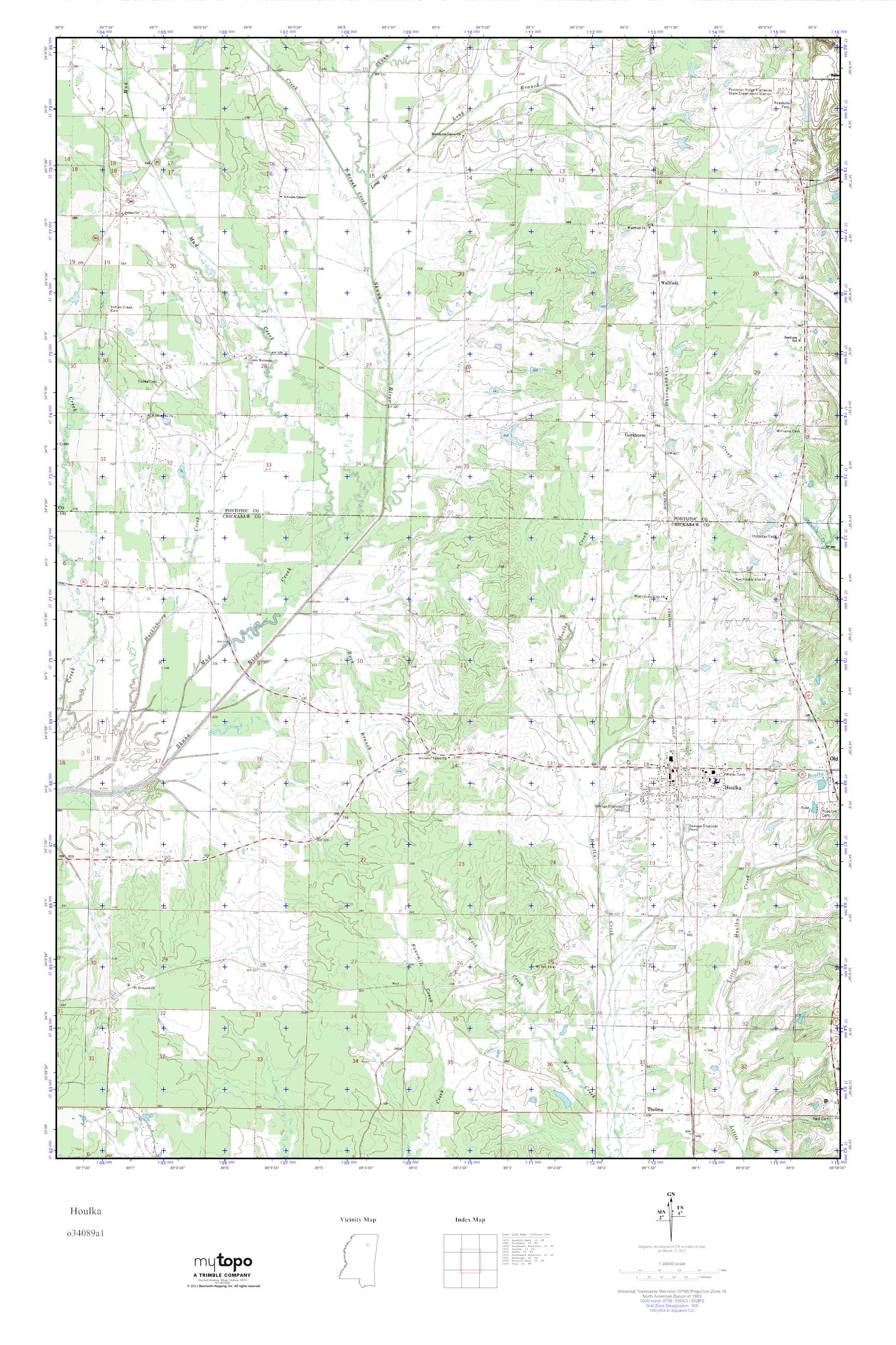 MyTopo Houlka, Mississippi USGS Quad Topo Map