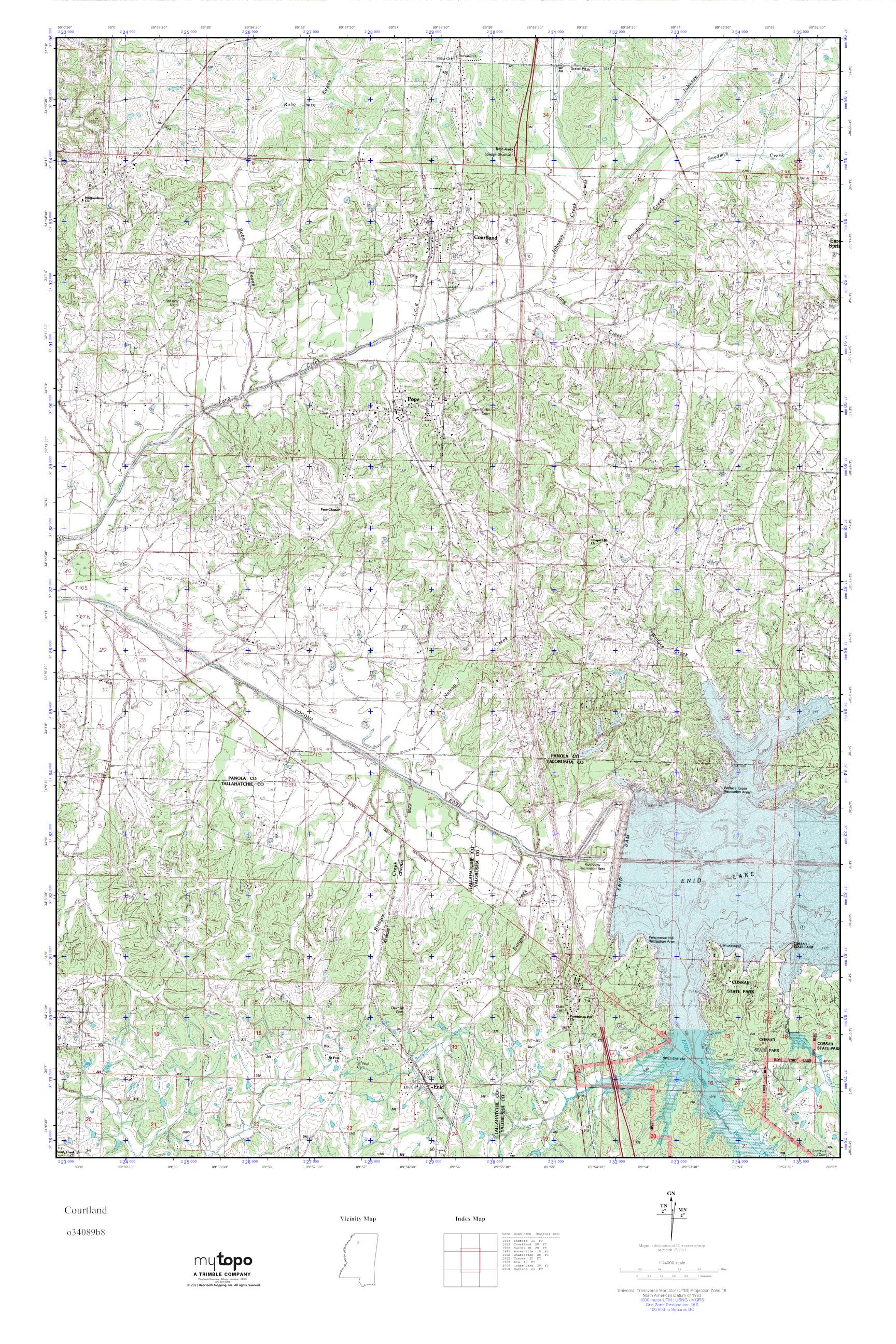 MyTopo Courtland, Mississippi USGS Quad Topo Map