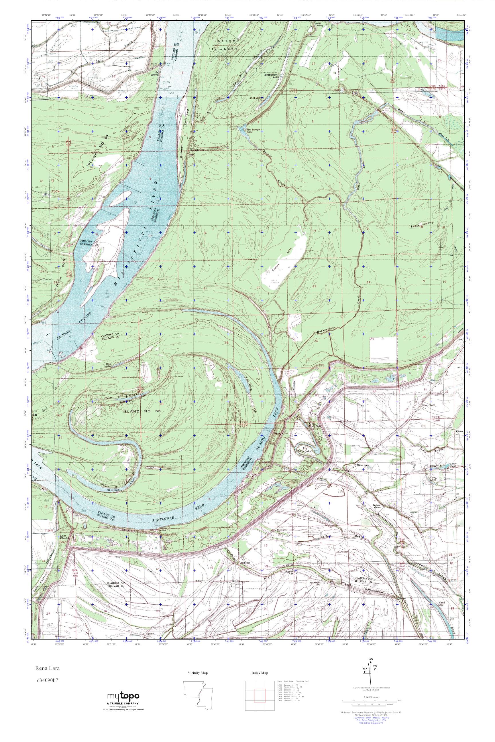 MyTopo Rena Lara, Mississippi USGS Quad Topo Map