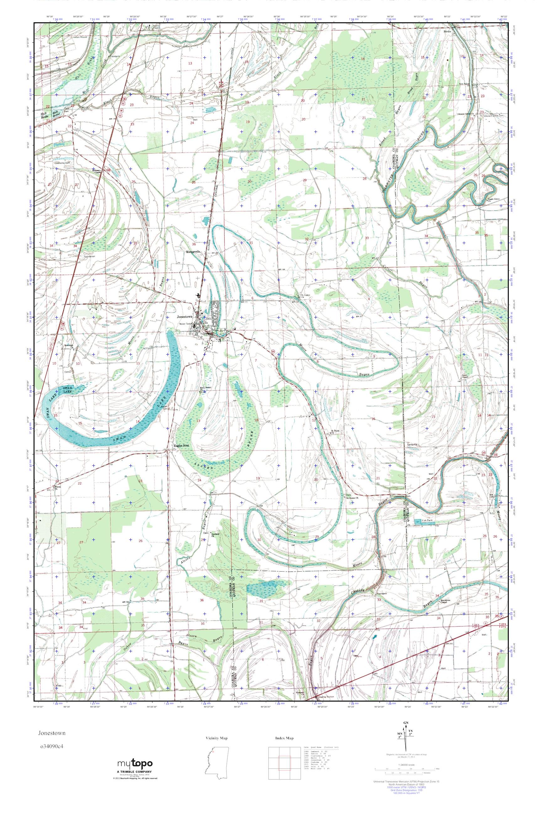 MyTopo Jonestown, Mississippi USGS Quad Topo Map