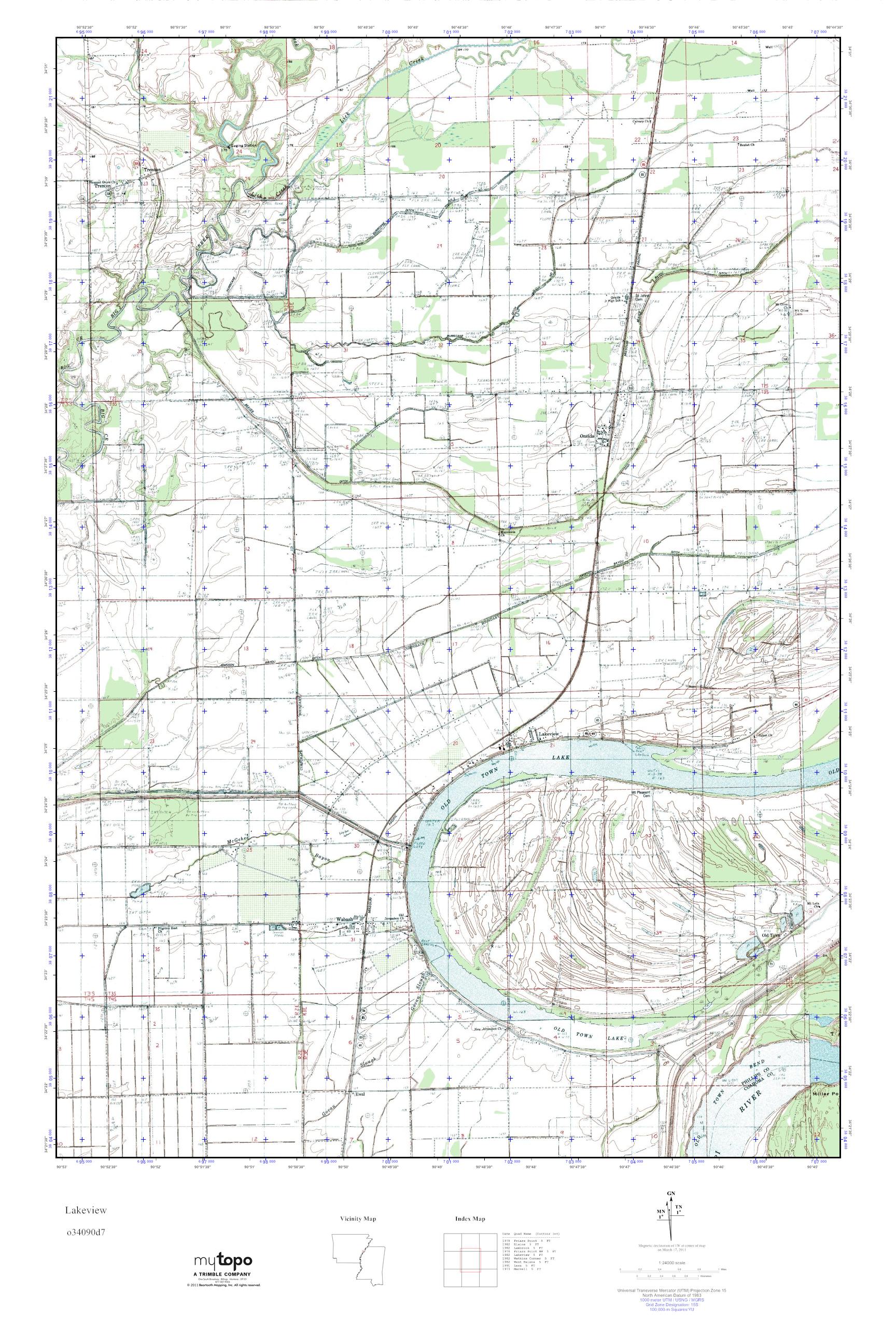 MyTopo Lakeview, Arkansas USGS Quad Topo Map