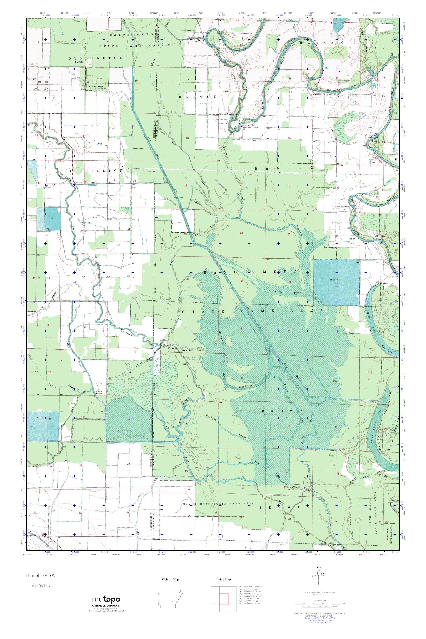 MyTopo Humphrey SW, Arkansas USGS Quad Topo Map
