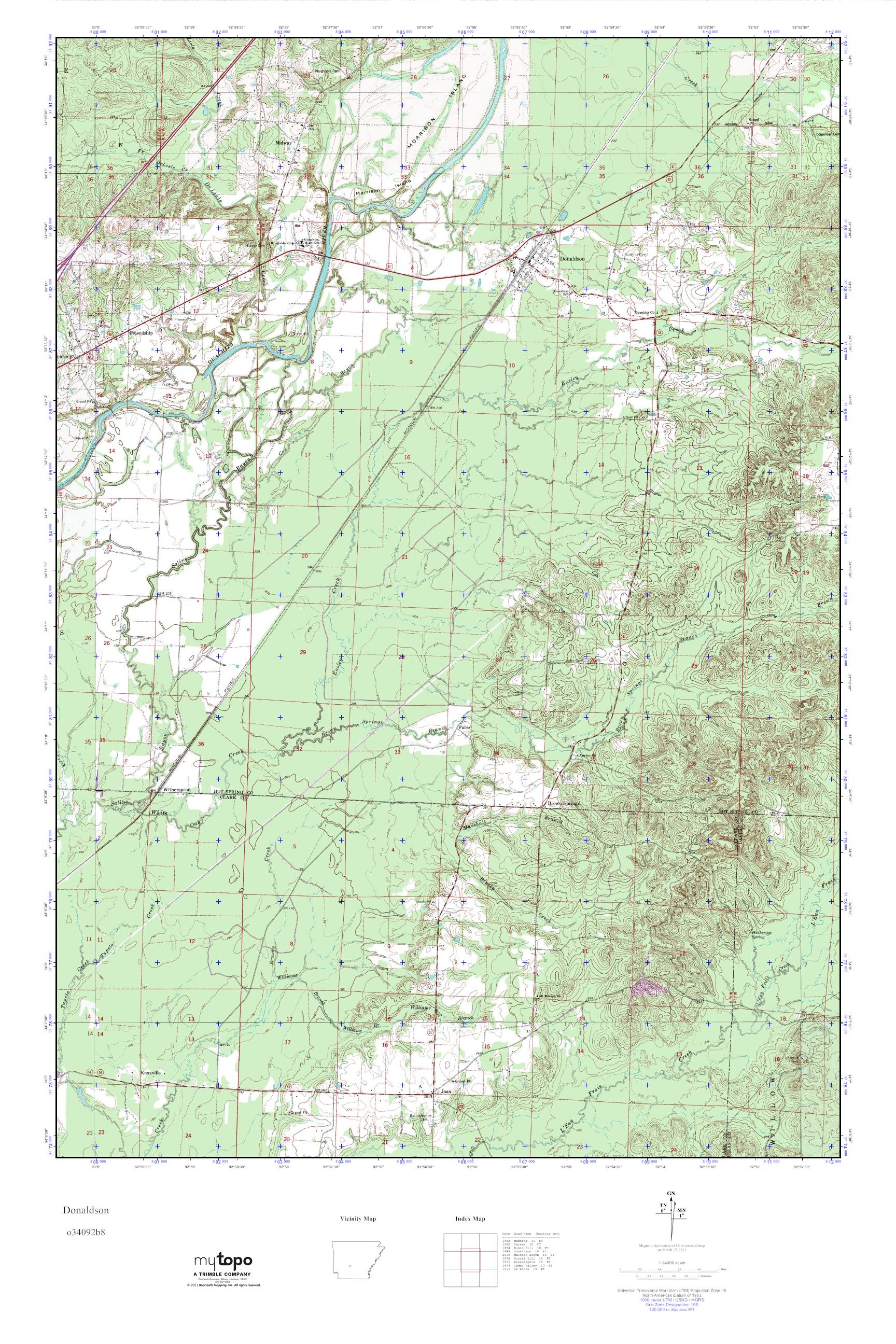 MyTopo Donaldson, Arkansas USGS Quad Topo Map
