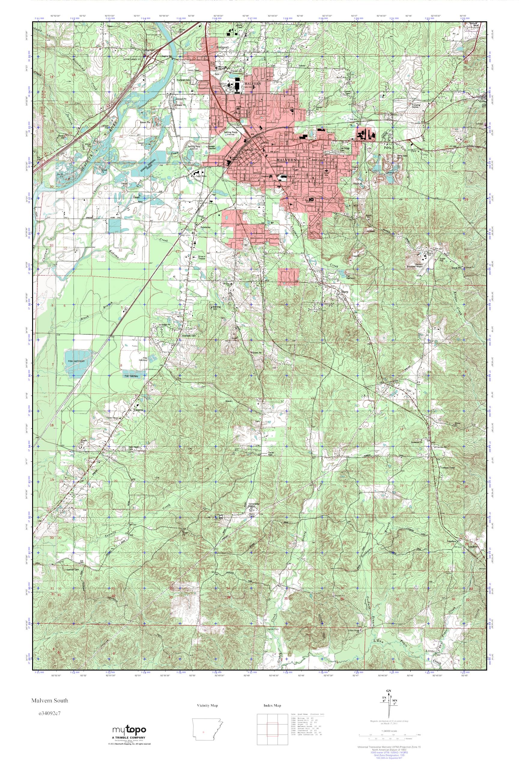 MyTopo Malvern South, Arkansas USGS Quad Topo Map