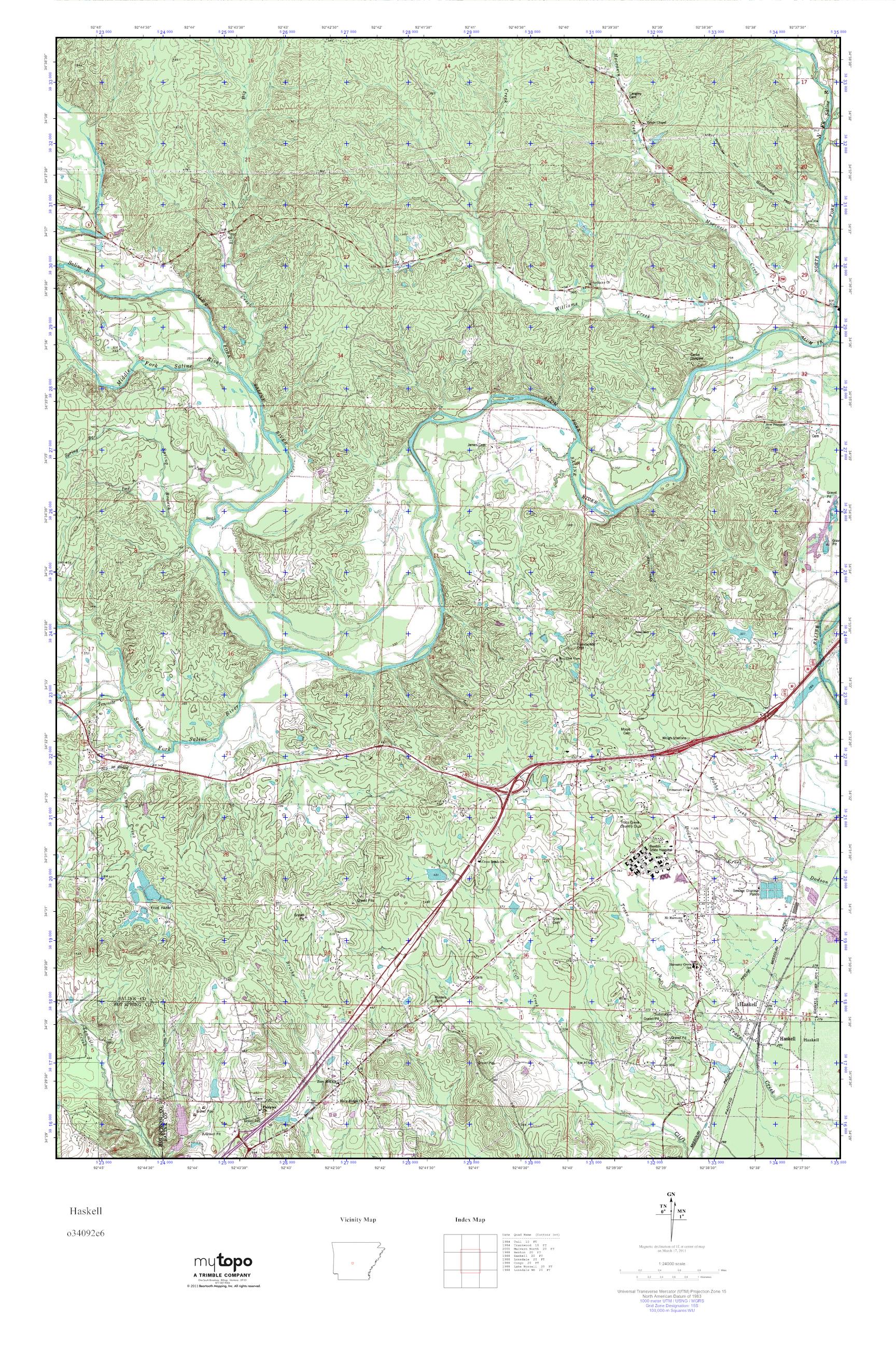 MyTopo Haskell, Arkansas USGS Quad Topo Map