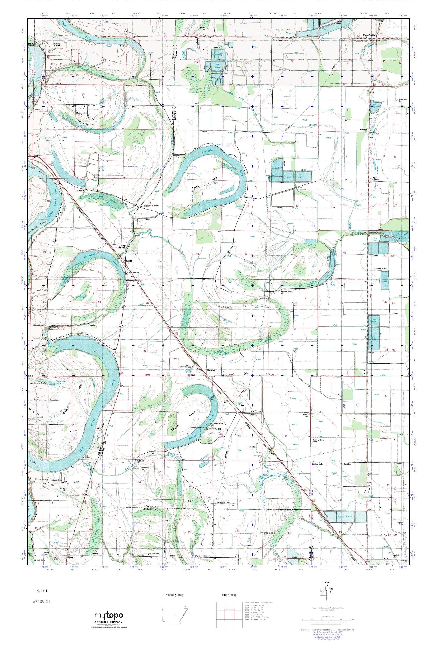 MyTopo Scott, Arkansas USGS Quad Topo Map