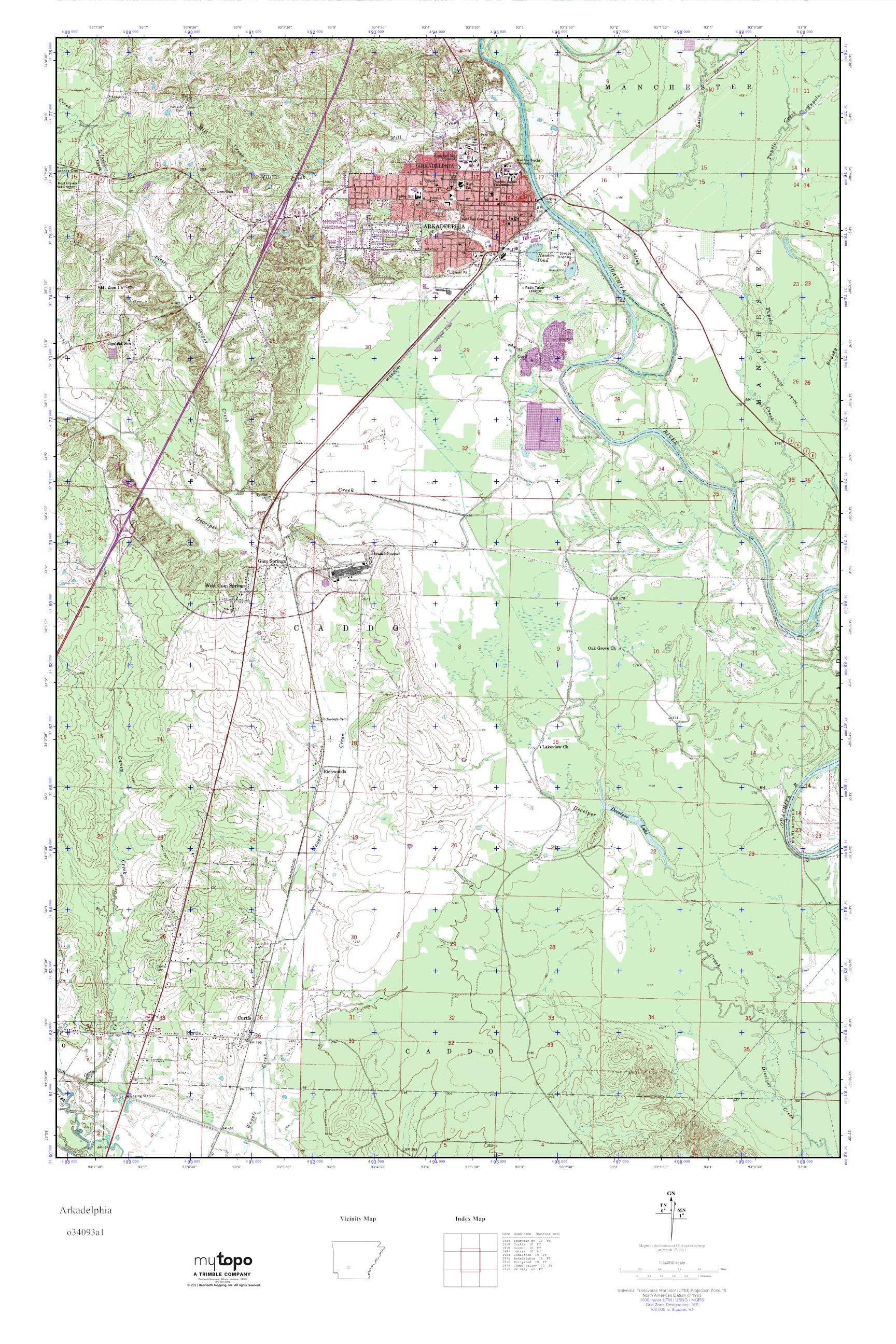 MyTopo Arkadelphia, Arkansas USGS Quad Topo Map