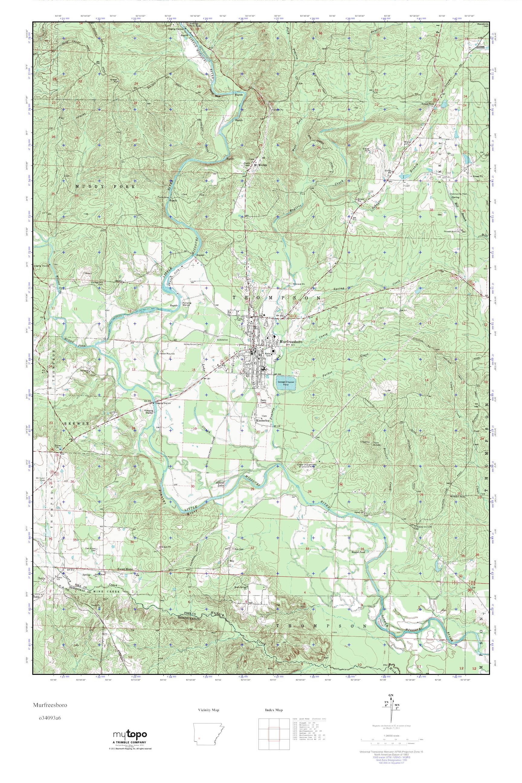 MyTopo Murfreesboro, Arkansas USGS Quad Topo Map