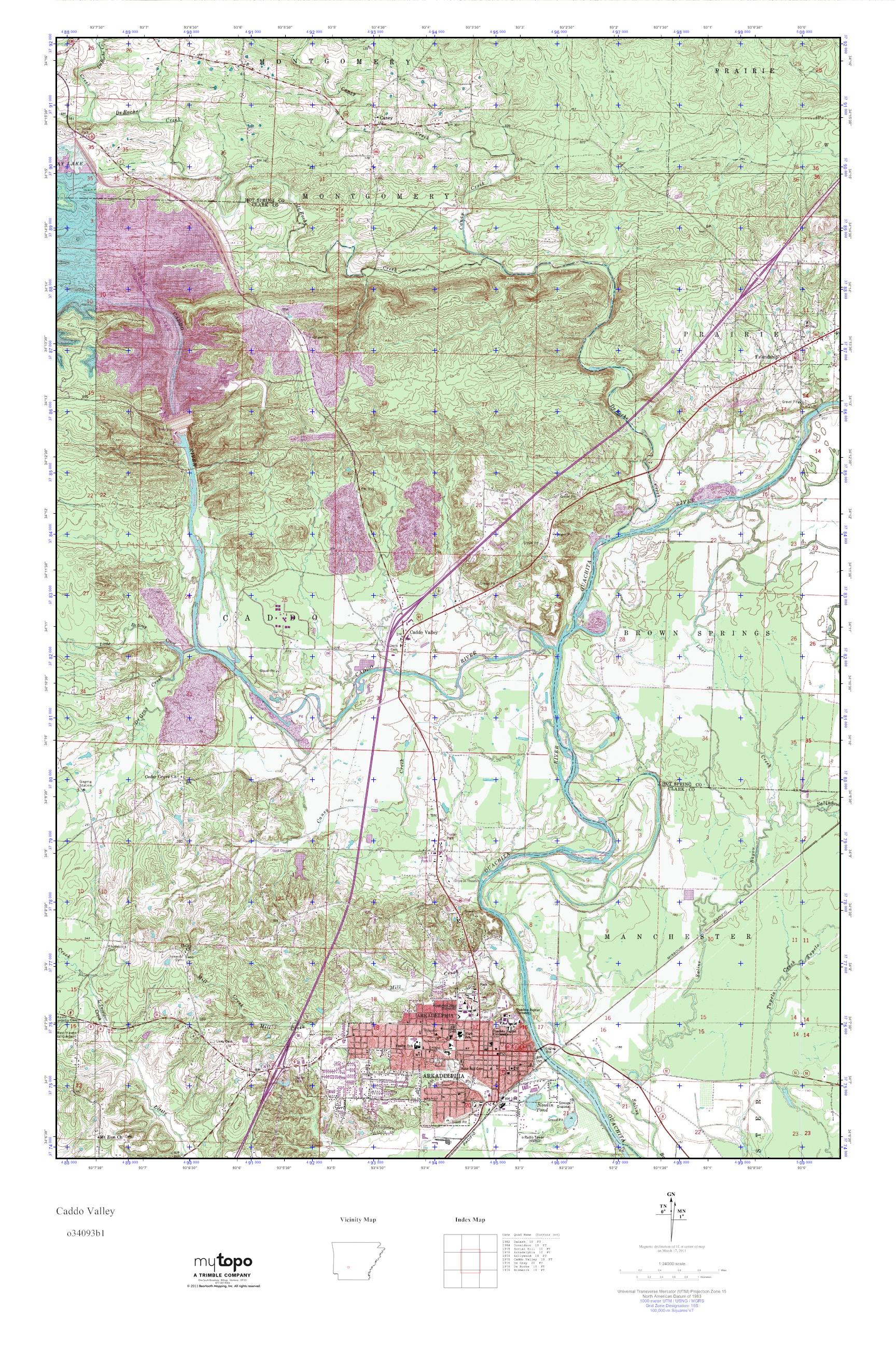 MyTopo Caddo Valley, Arkansas USGS Quad Topo Map