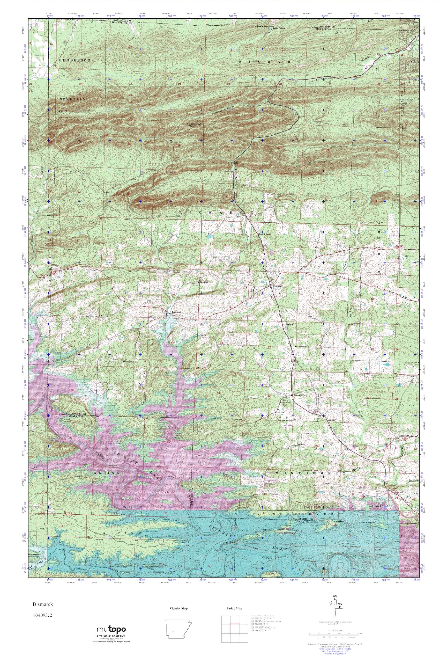 MyTopo Bismarck, Arkansas USGS Quad Topo Map
