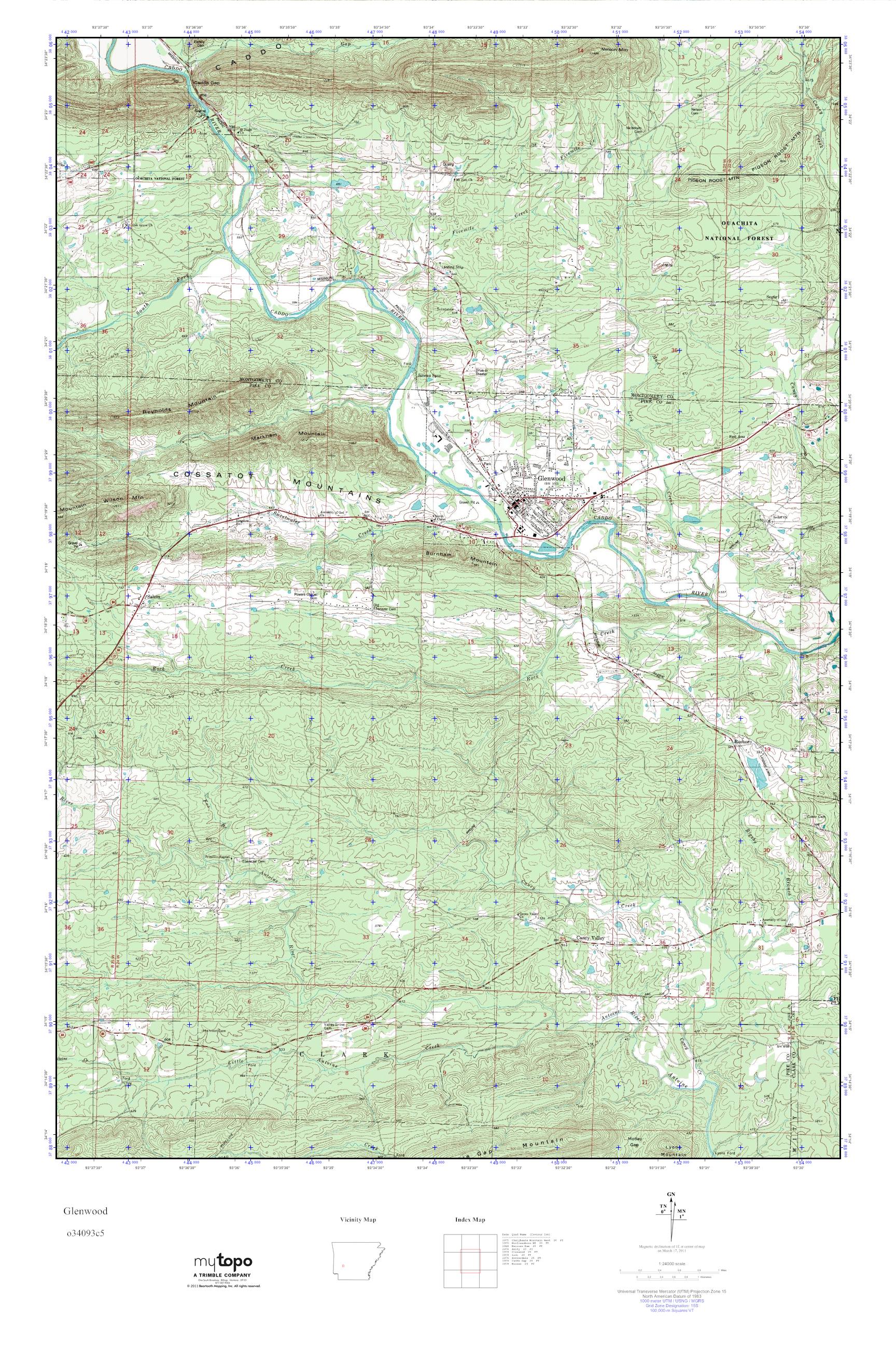 MyTopo Glenwood, Arkansas USGS Quad Topo Map
