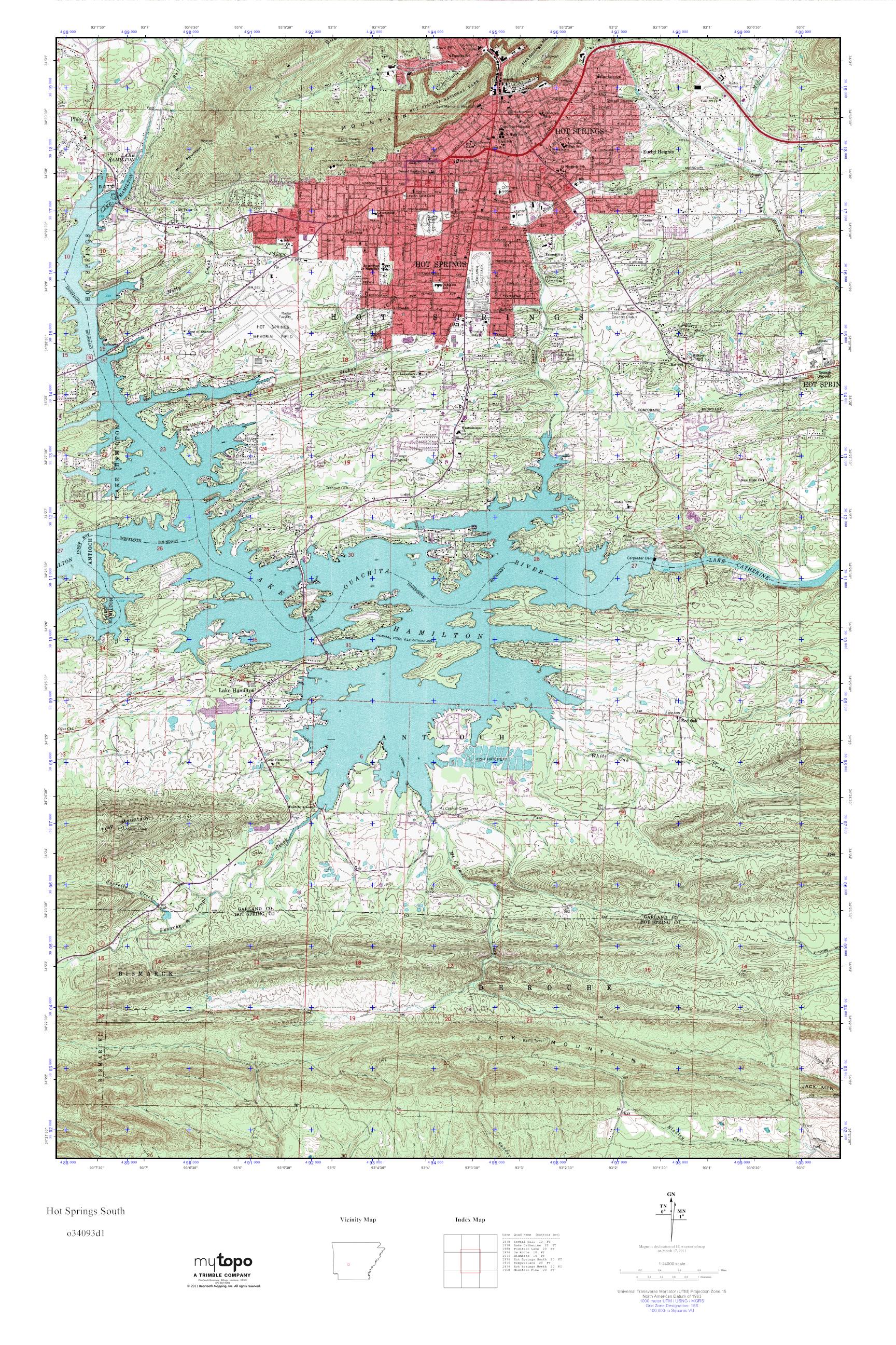MyTopo Hot Springs South, Arkansas USGS Quad Topo Map