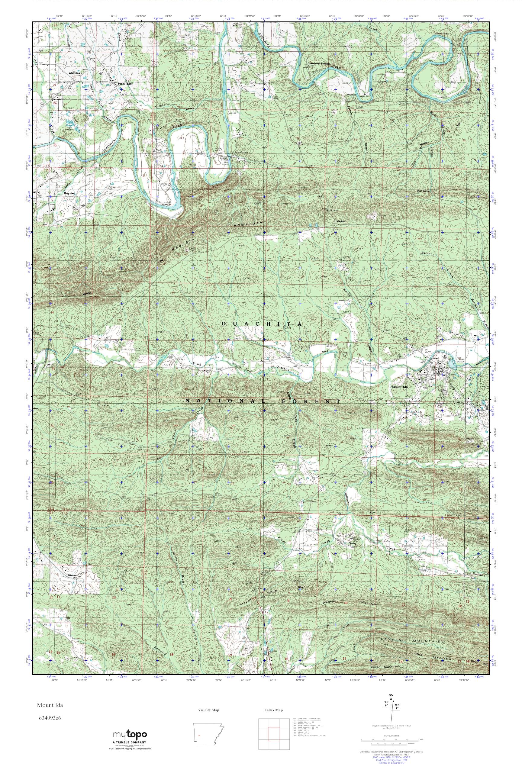 MyTopo Mount Ida, Arkansas USGS Quad Topo Map