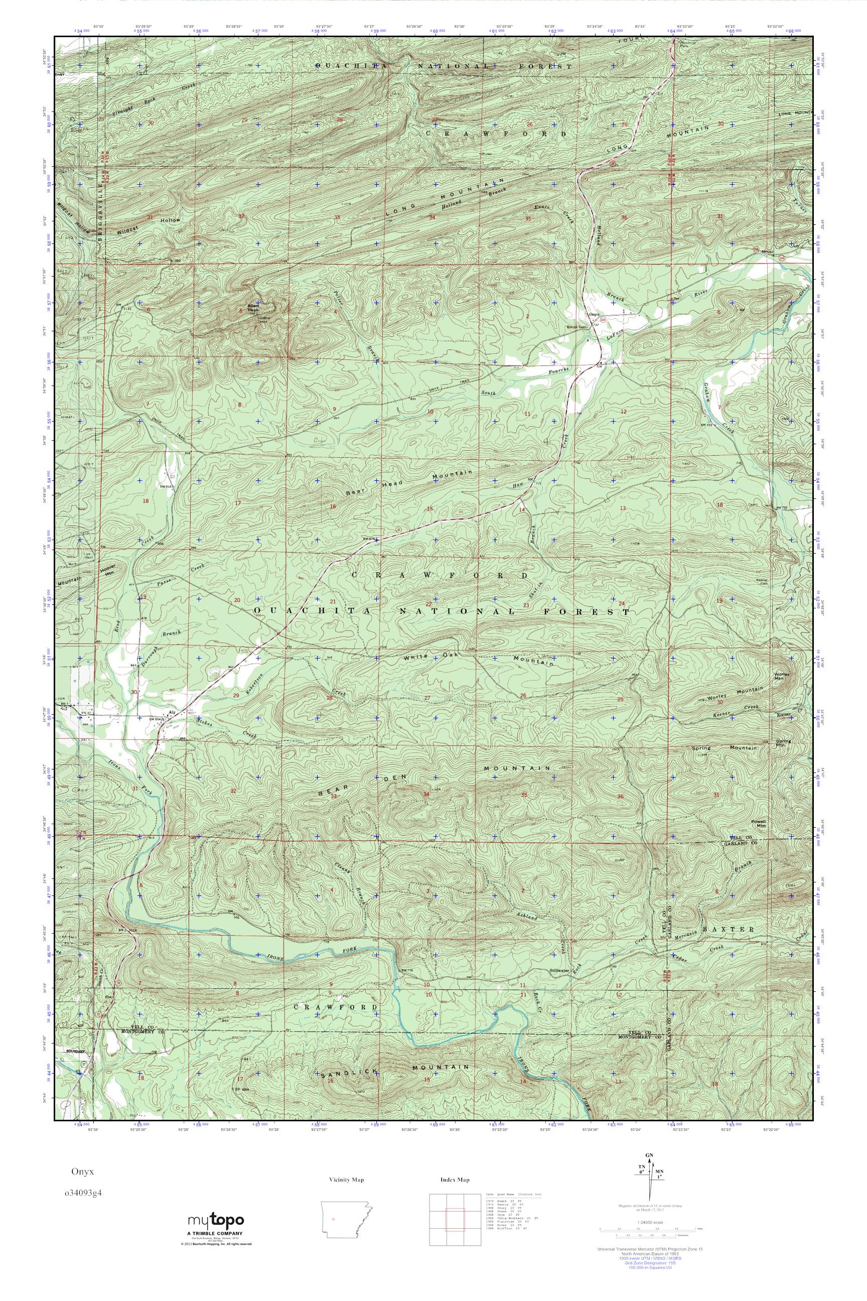 MyTopo Onyx, Arkansas USGS Quad Topo Map