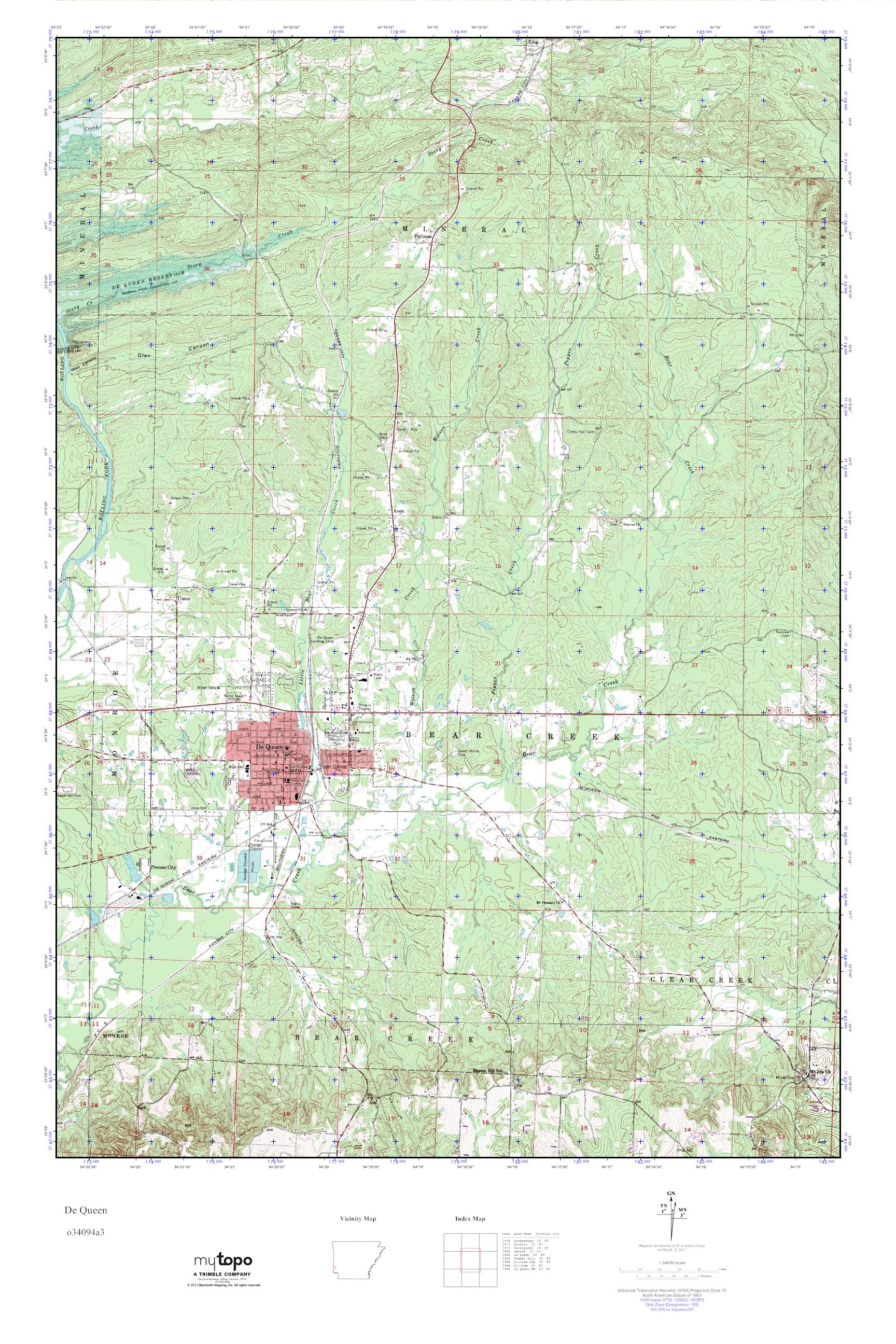 MyTopo De Queen, Arkansas USGS Quad Topo Map