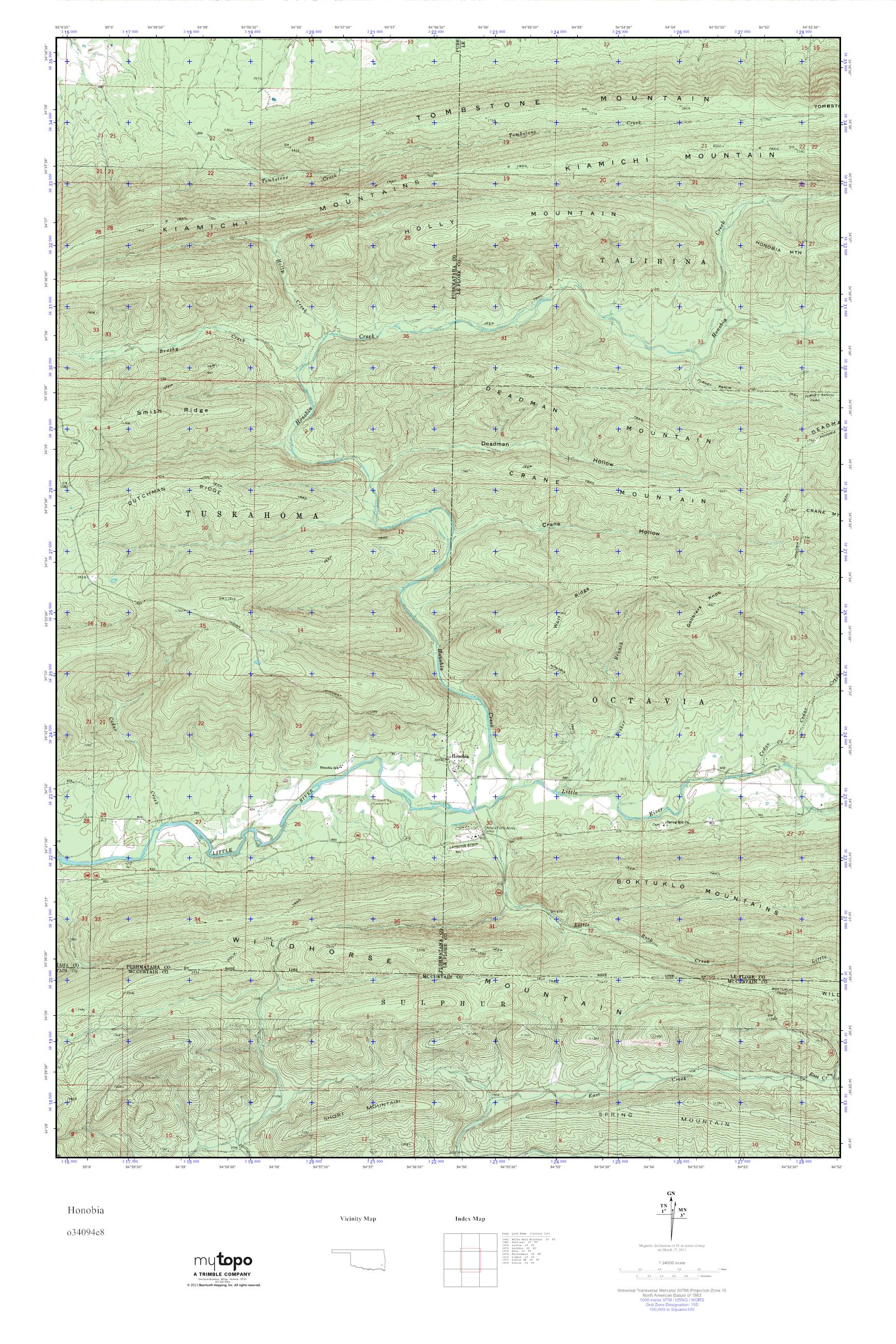 MyTopo Honobia, Oklahoma USGS Quad Topo Map