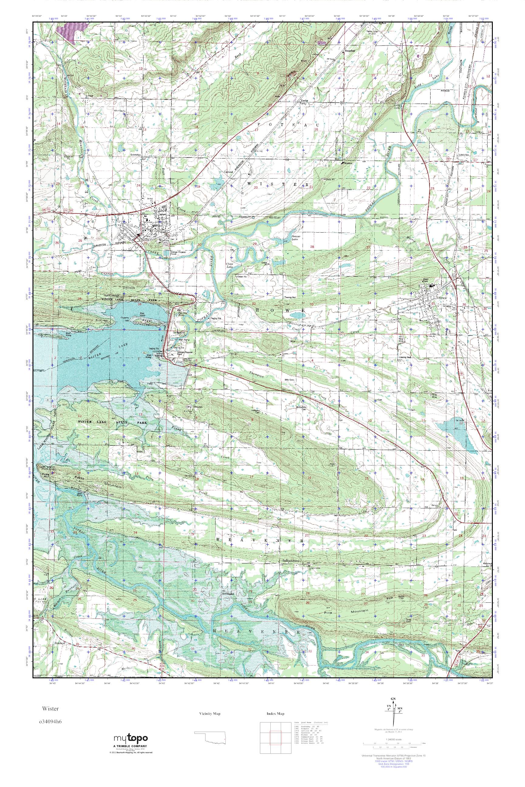 MyTopo Wister, Oklahoma USGS Quad Topo Map