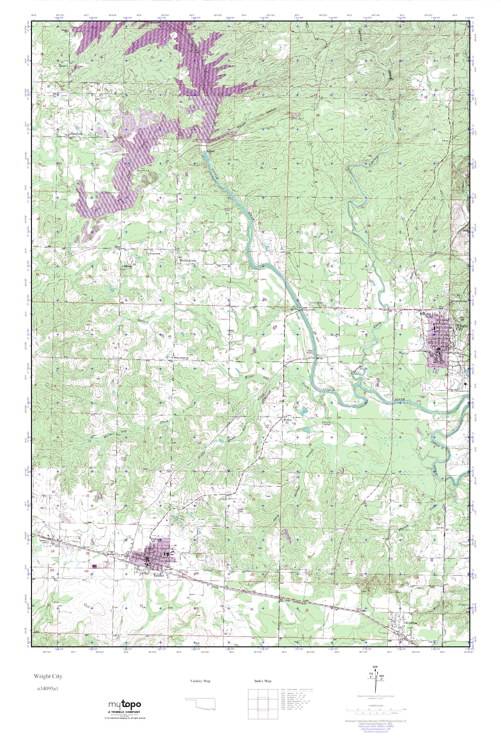 MyTopo Wright City, Oklahoma USGS Quad Topo Map
