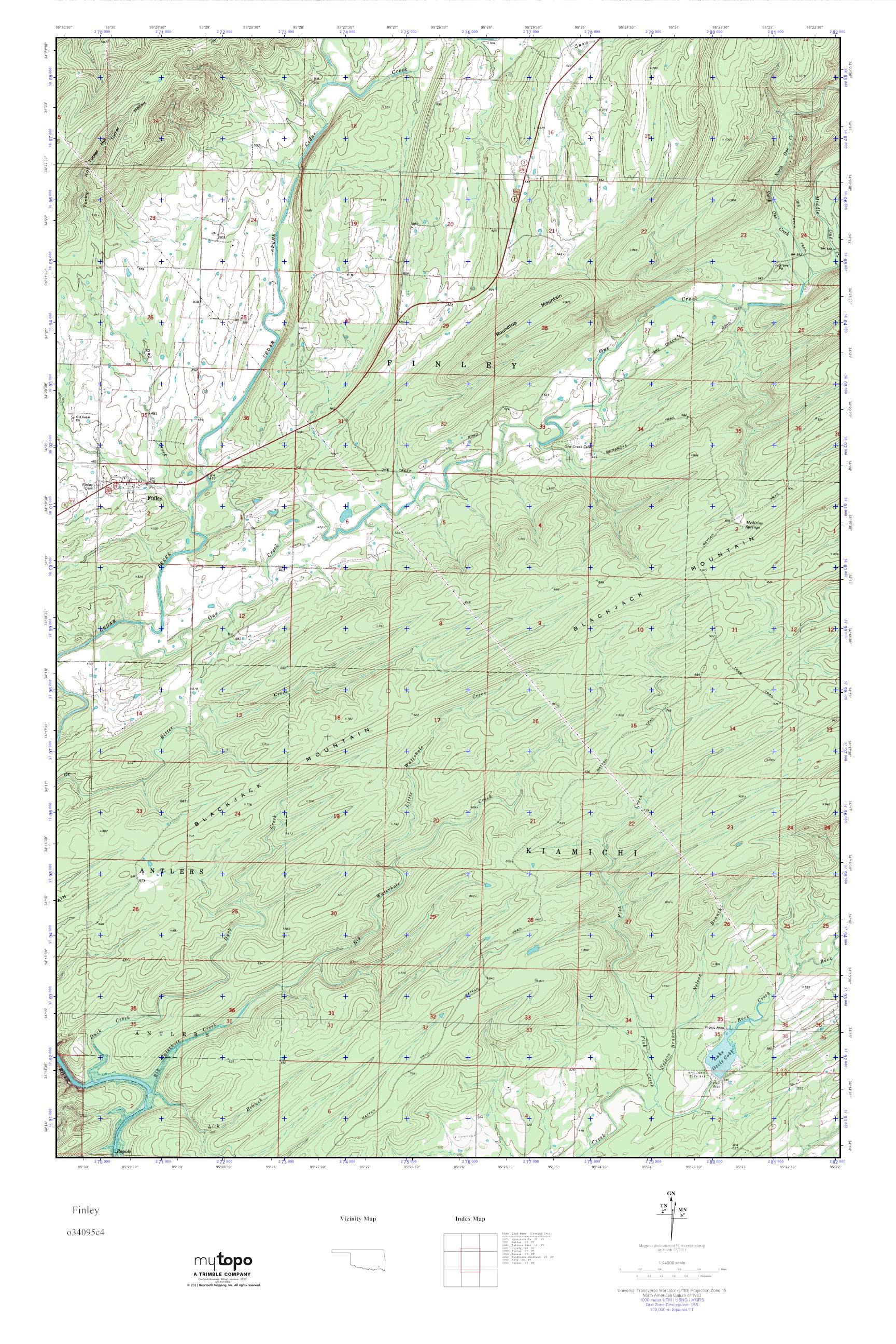 MyTopo Finley, Oklahoma USGS Quad Topo Map