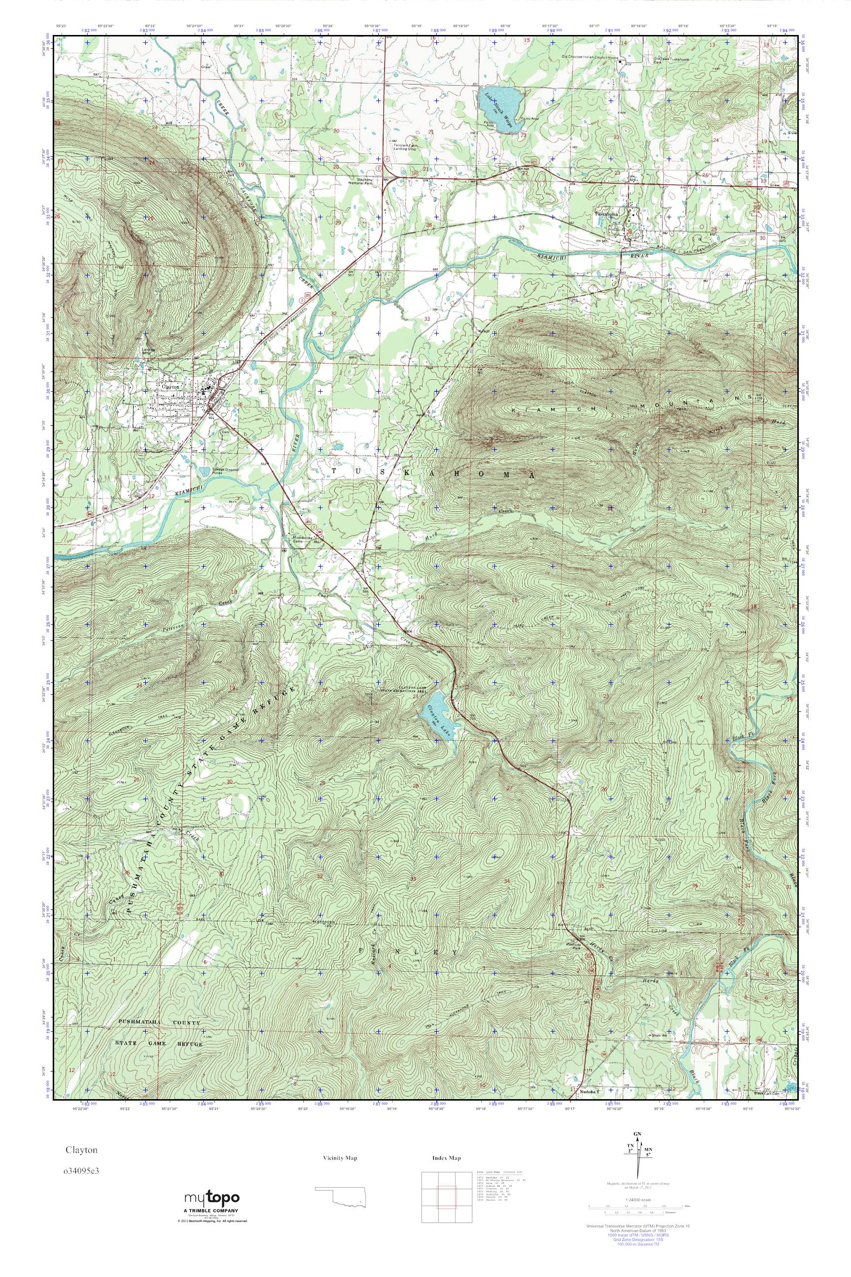 MyTopo Clayton, Oklahoma USGS Quad Topo Map