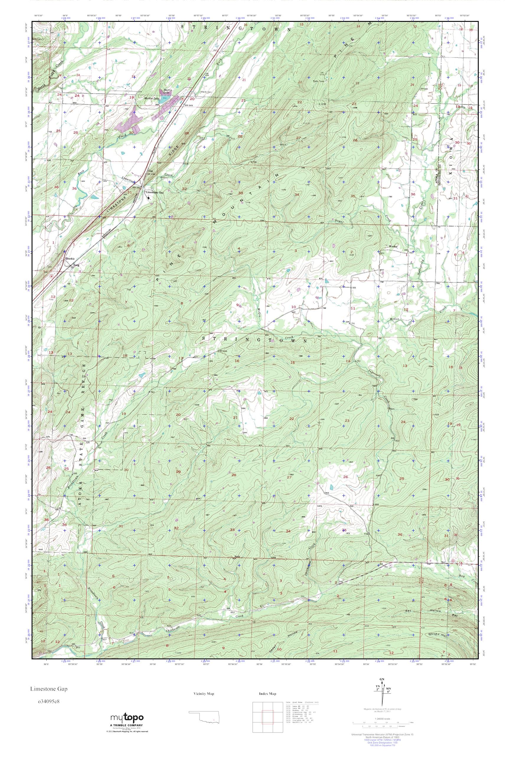 MyTopo Limestone Gap, Oklahoma USGS Quad Topo Map