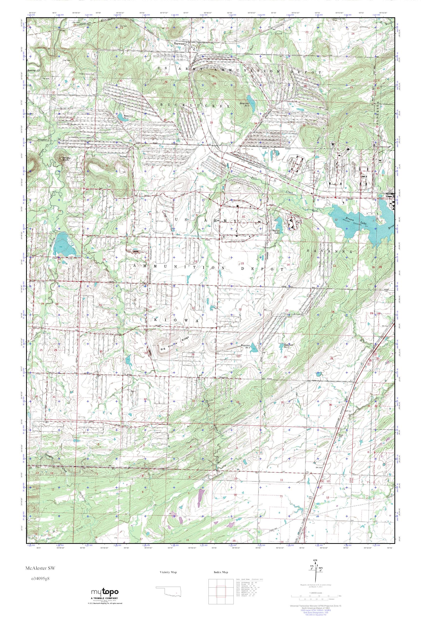 MyTopo McAlester SW, Oklahoma USGS Quad Topo Map