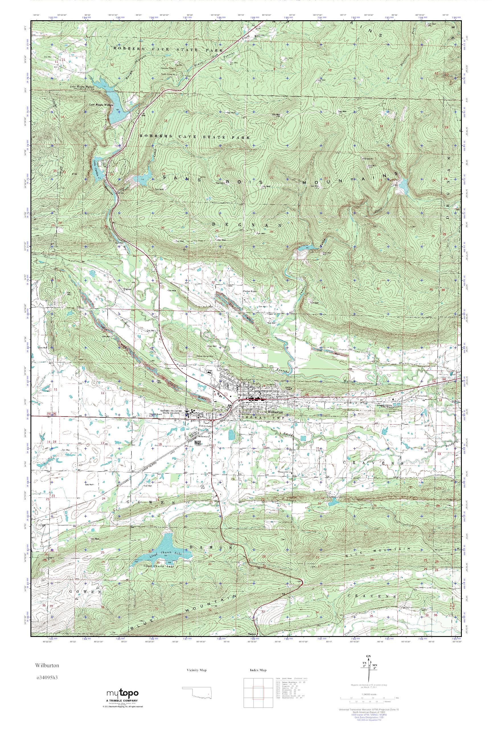 MyTopo Wilburton, Oklahoma USGS Quad Topo Map