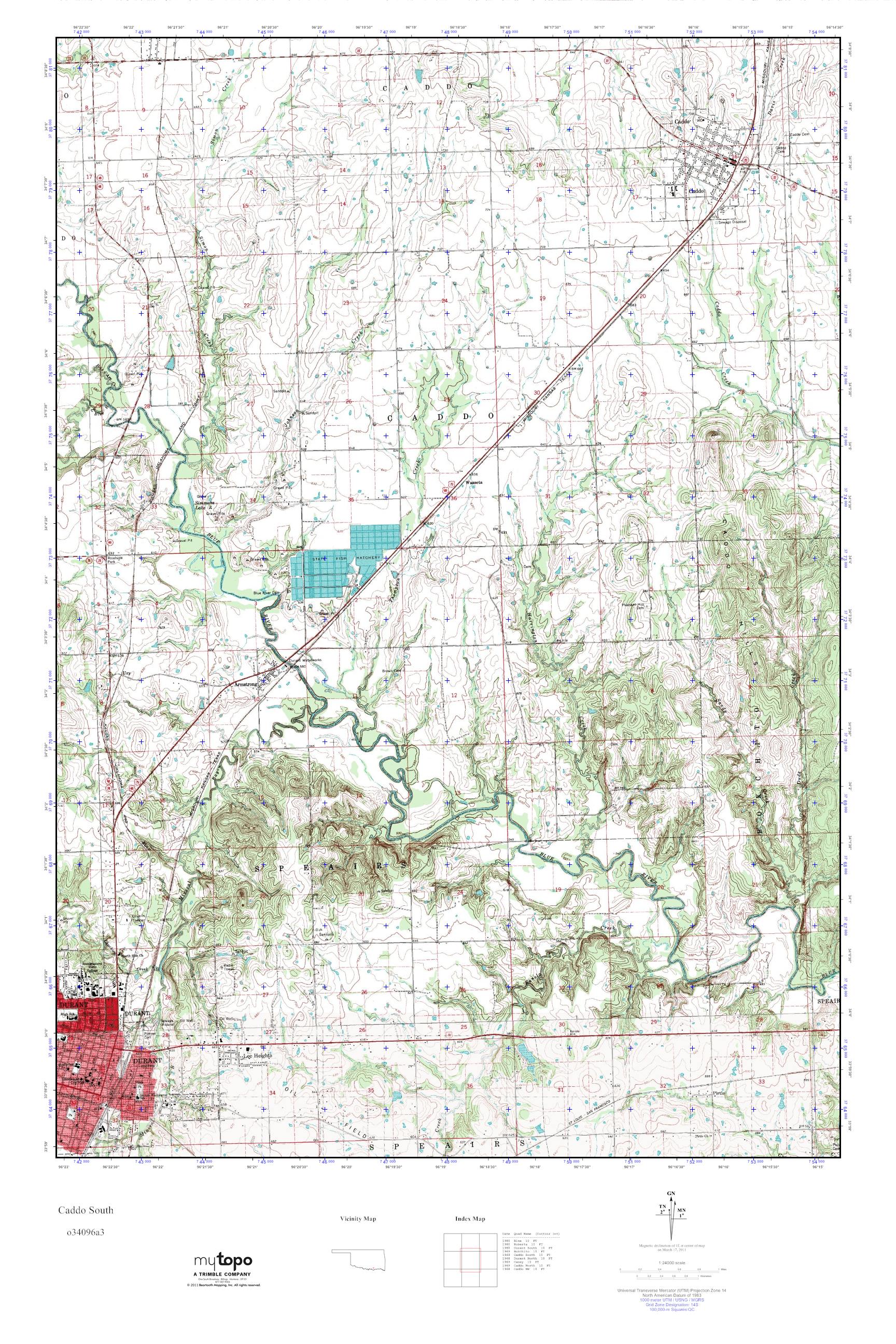 MyTopo Caddo South, Oklahoma USGS Quad Topo Map