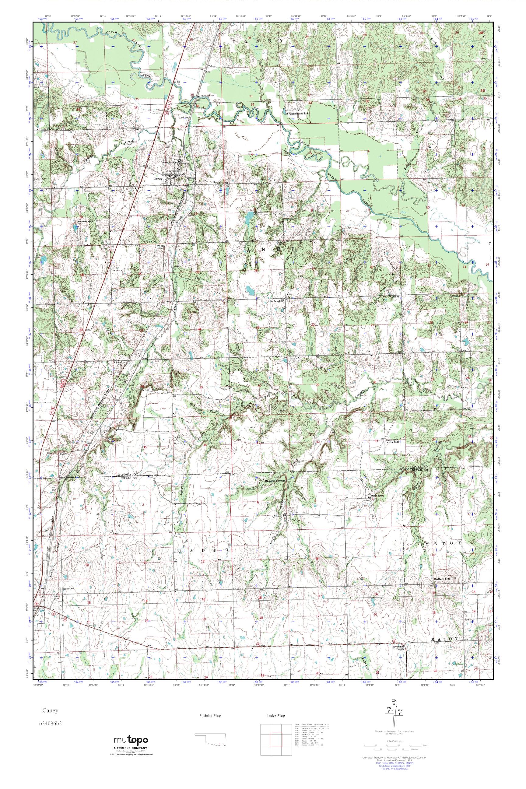 MyTopo Caney, Oklahoma USGS Quad Topo Map