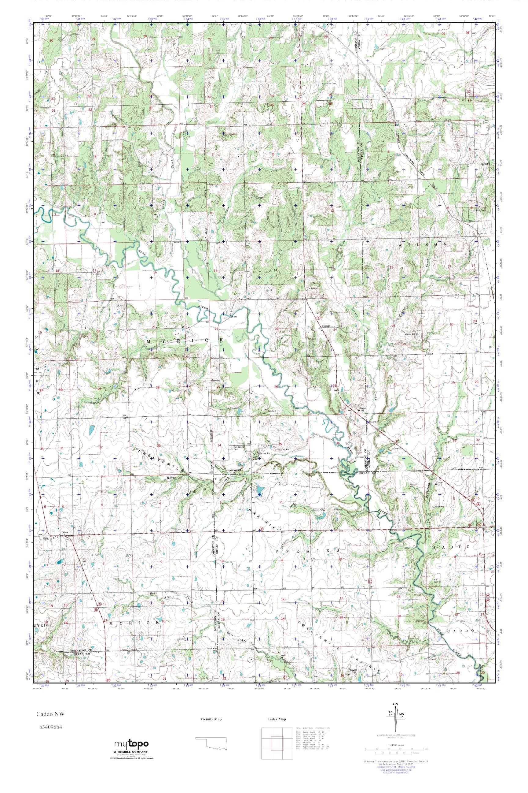 MyTopo Caddo NW, Oklahoma USGS Quad Topo Map