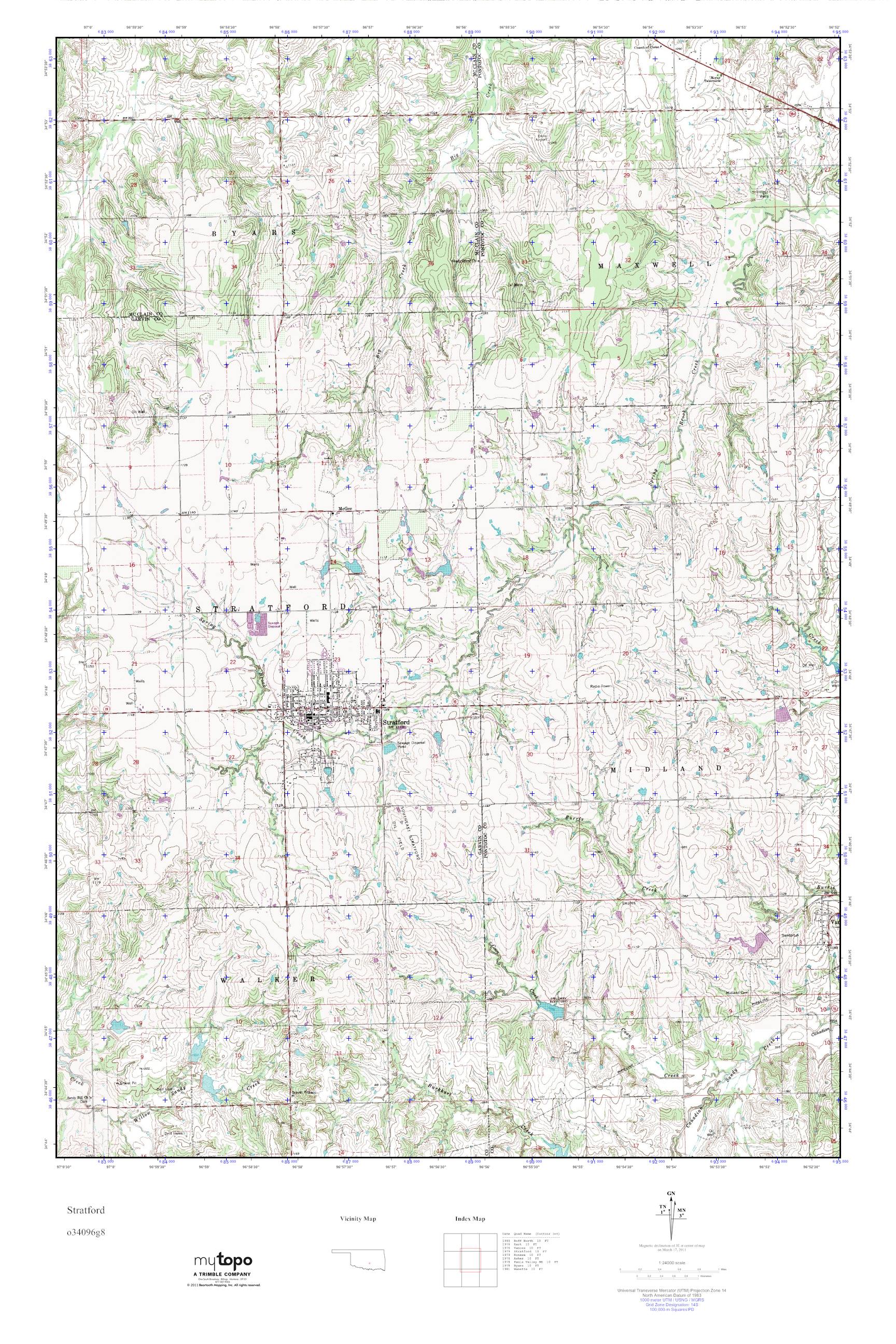MyTopo Stratford, Oklahoma USGS Quad Topo Map