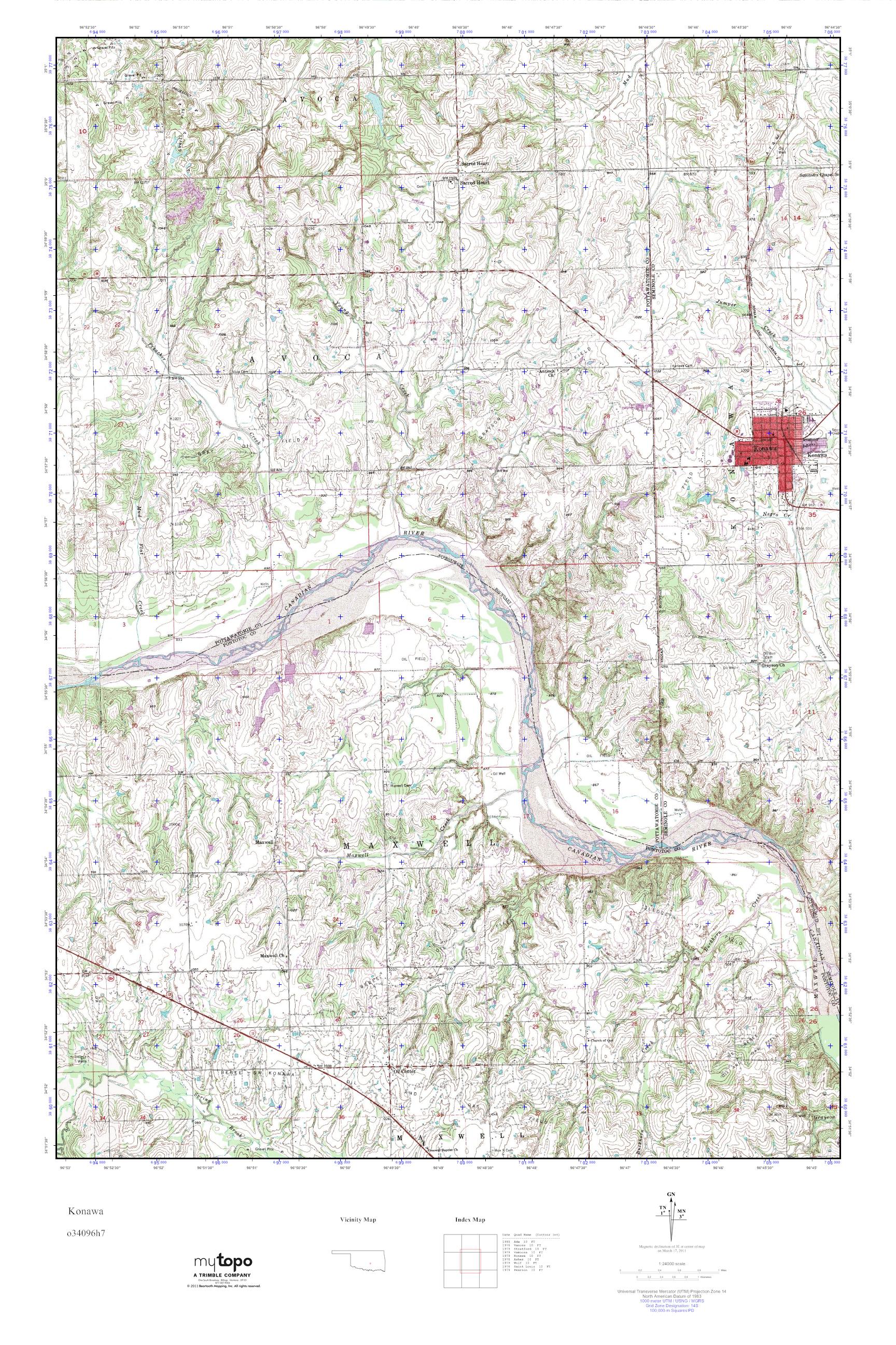 MyTopo Konawa, Oklahoma USGS Quad Topo Map