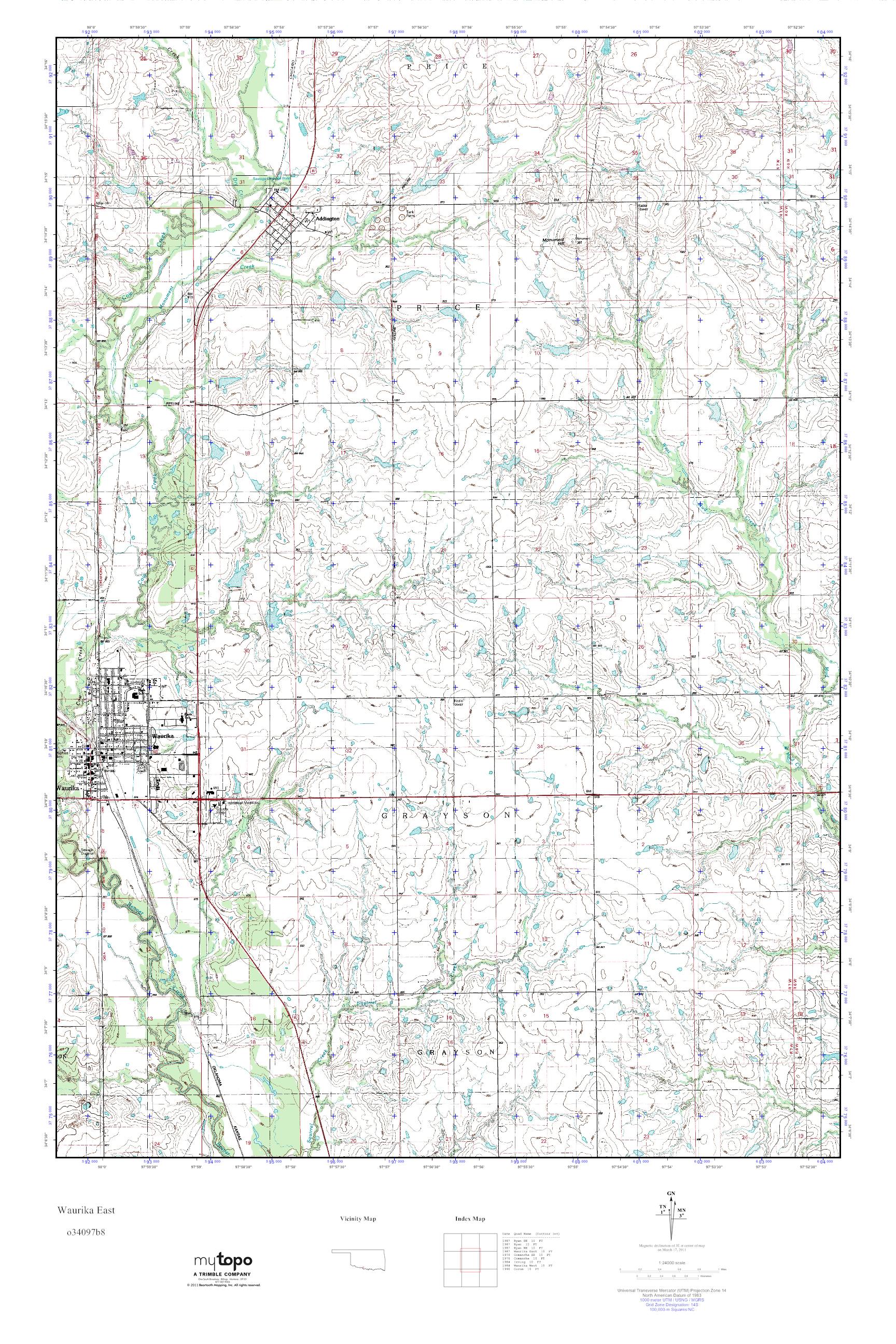 MyTopo Waurika East, Oklahoma USGS Quad Topo Map