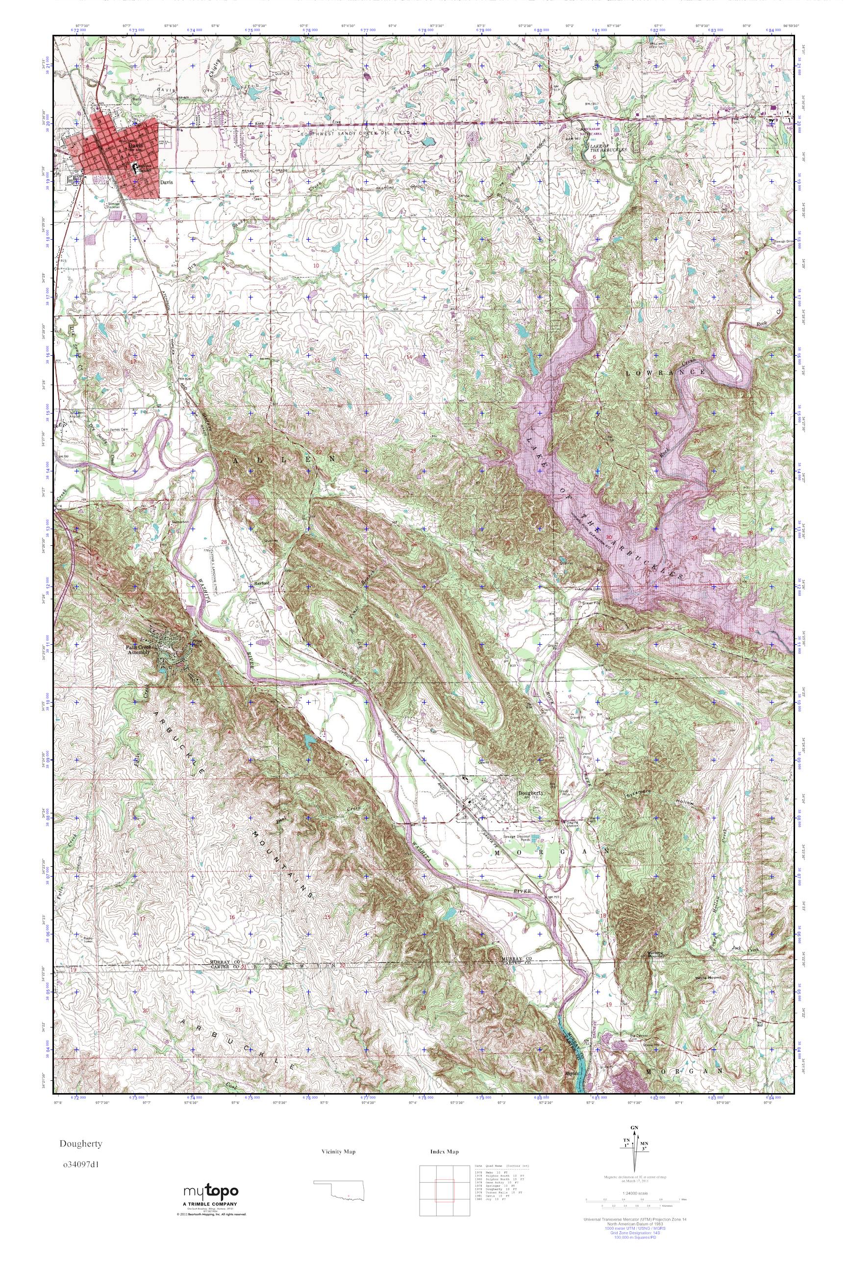 MyTopo Dougherty, Oklahoma USGS Quad Topo Map
