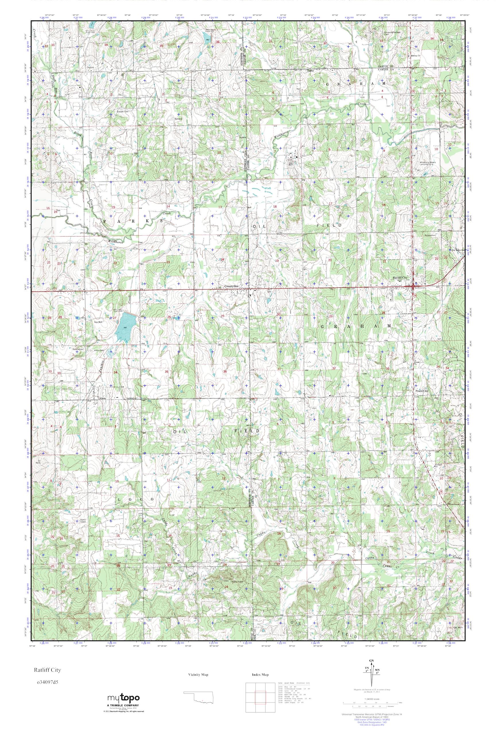 MyTopo Ratliff City, Oklahoma USGS Quad Topo Map