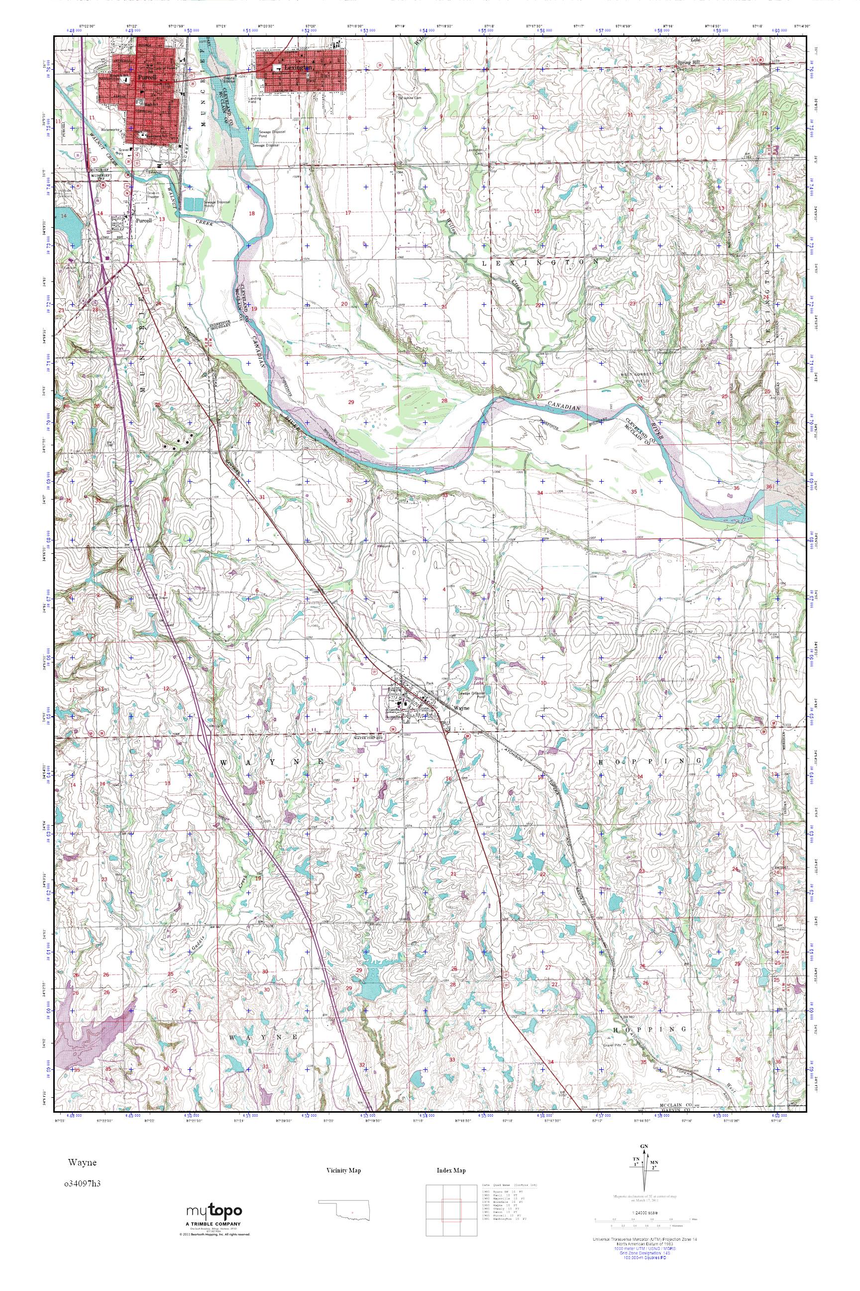 MyTopo Wayne, Oklahoma USGS Quad Topo Map