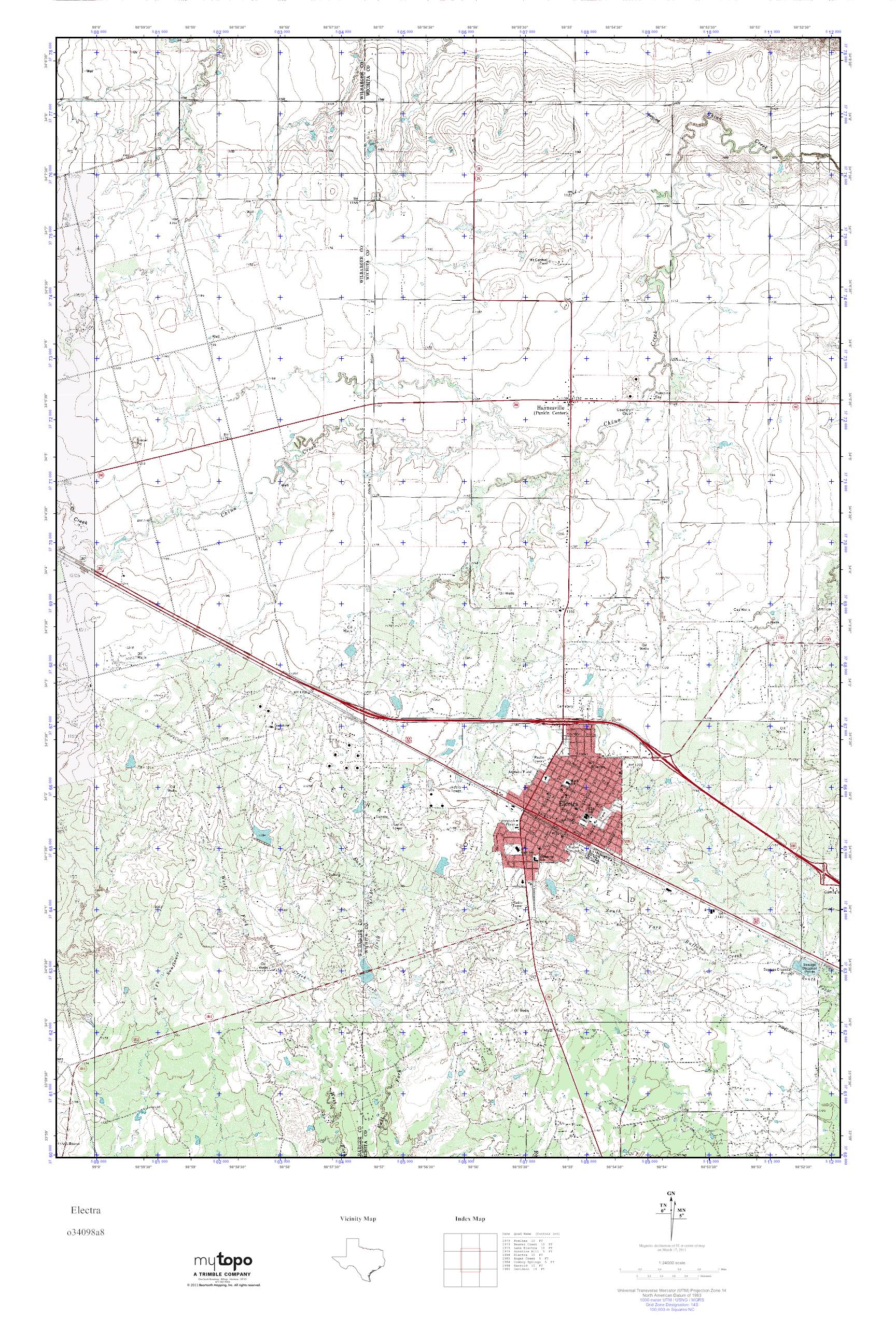 MyTopo Electra, Texas USGS Quad Topo Map