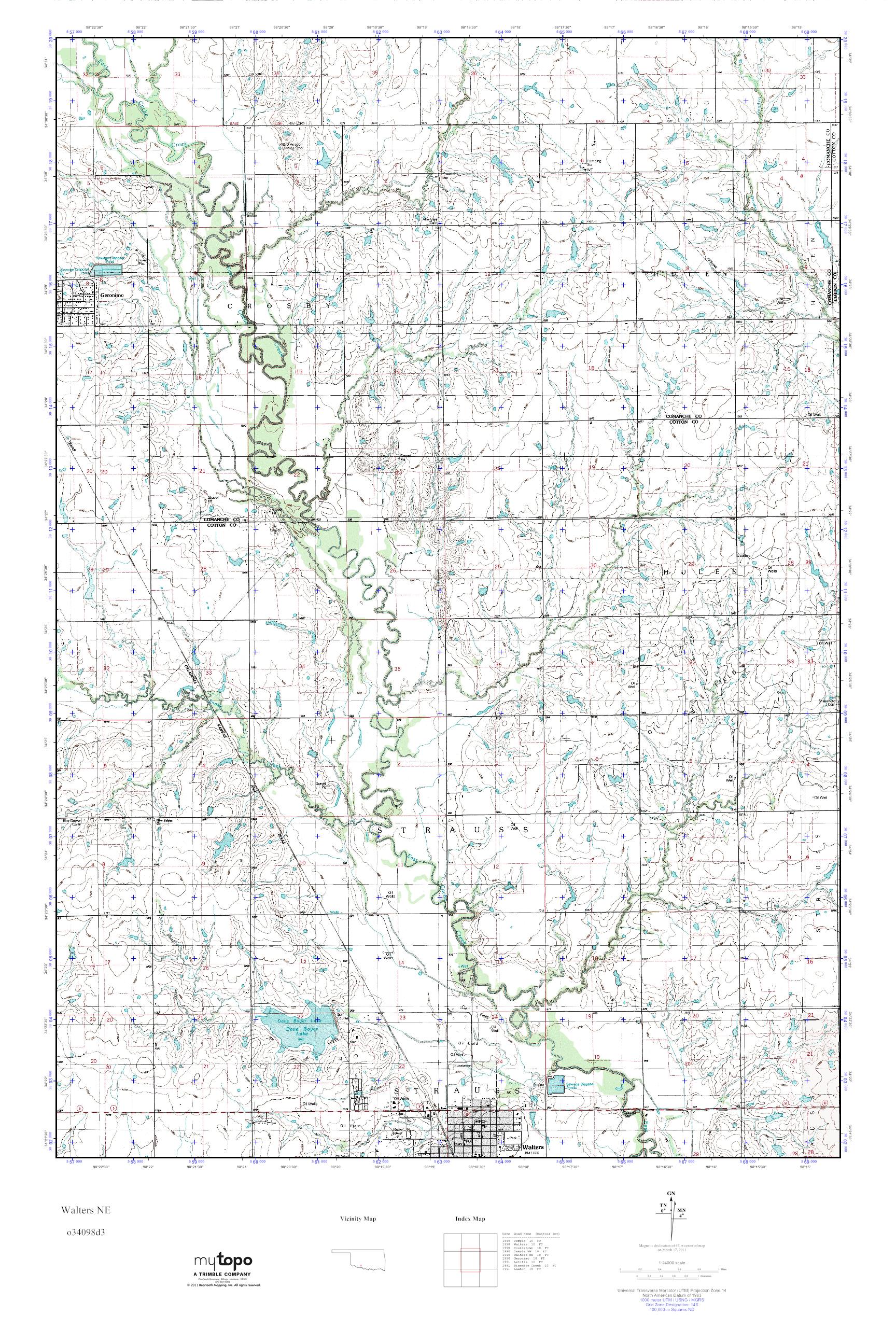 MyTopo Walters NE, Oklahoma USGS Quad Topo Map