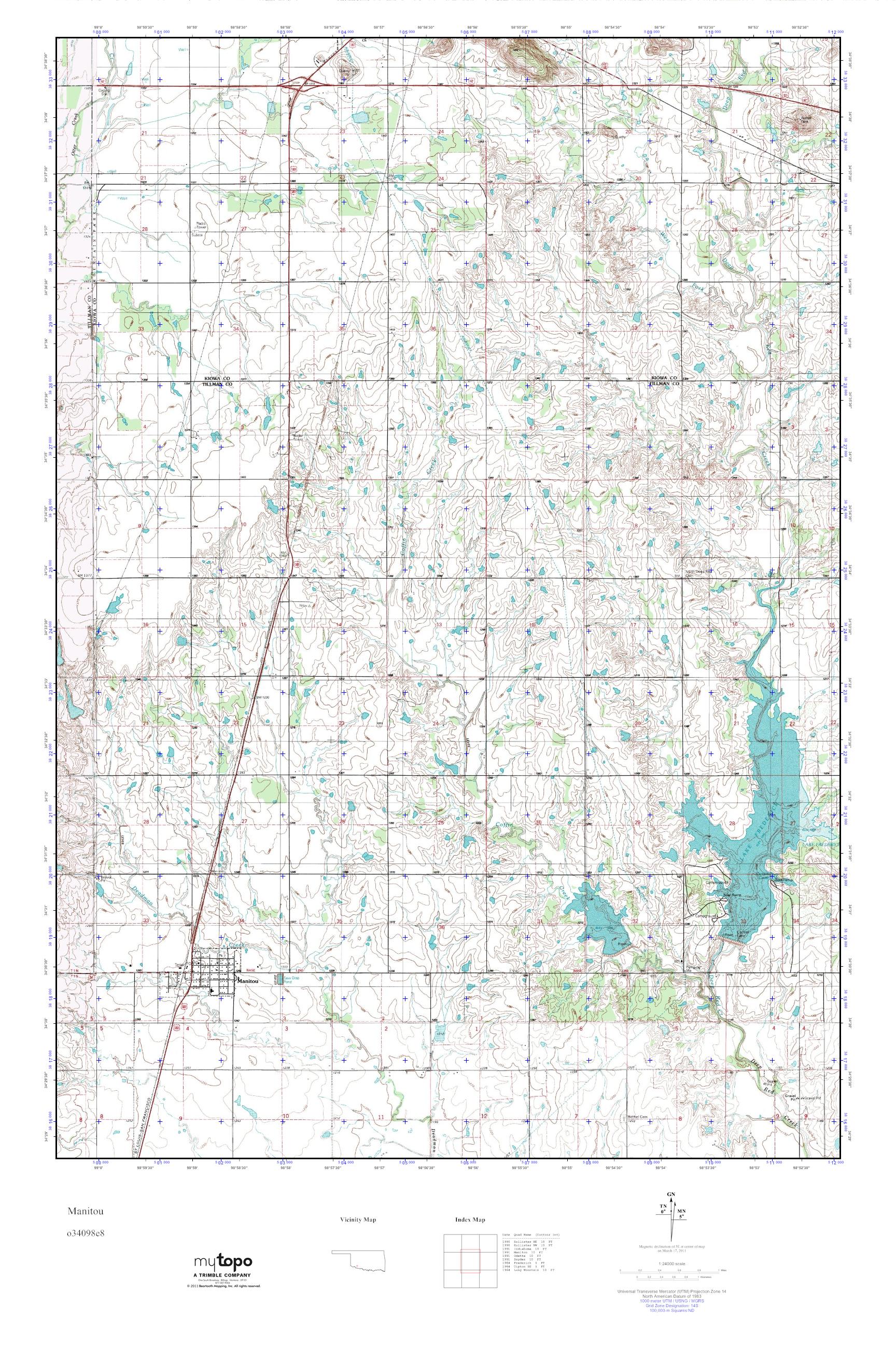 MyTopo Manitou, Oklahoma USGS Quad Topo Map
