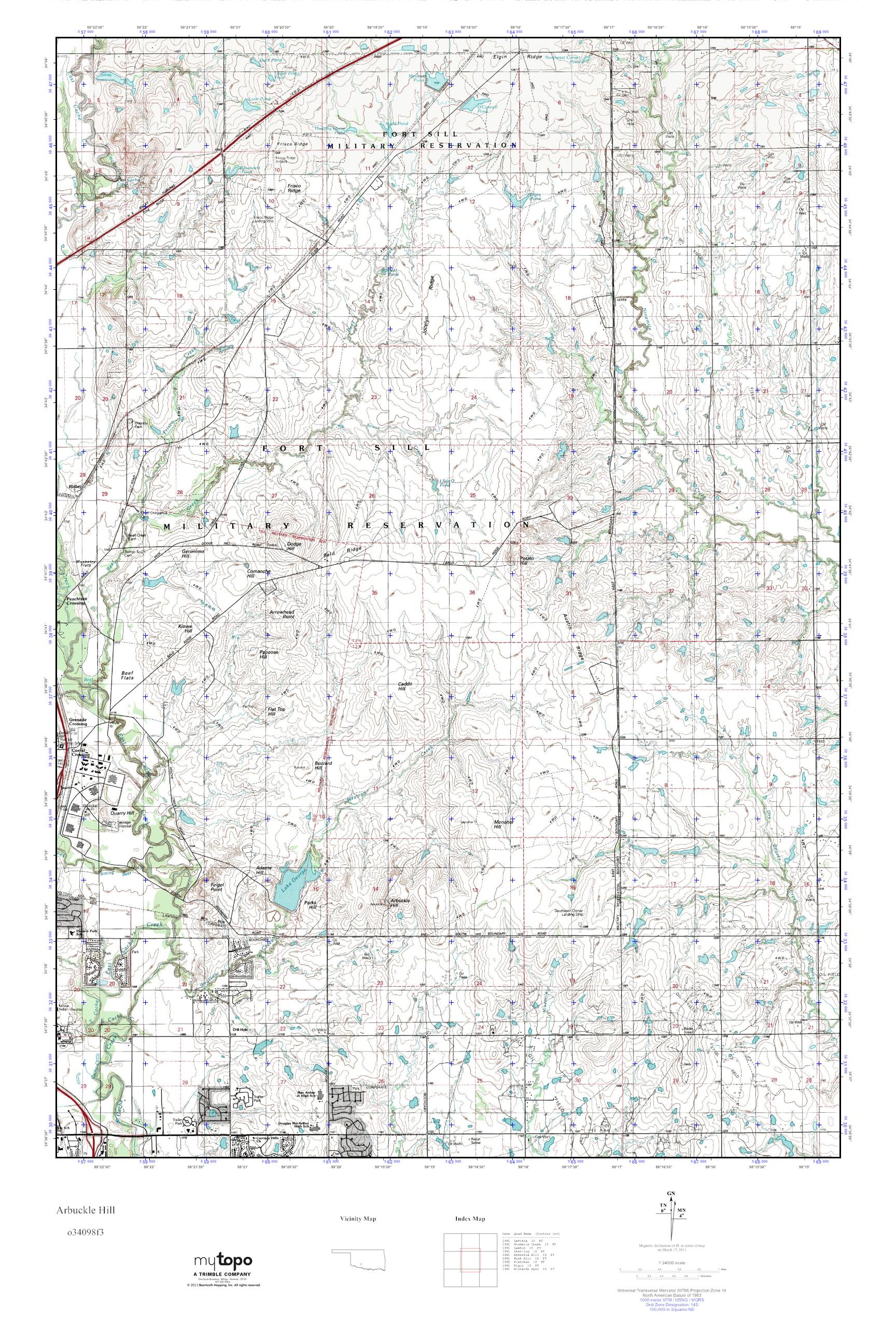 MyTopo Arbuckle Hill, Oklahoma USGS Quad Topo Map