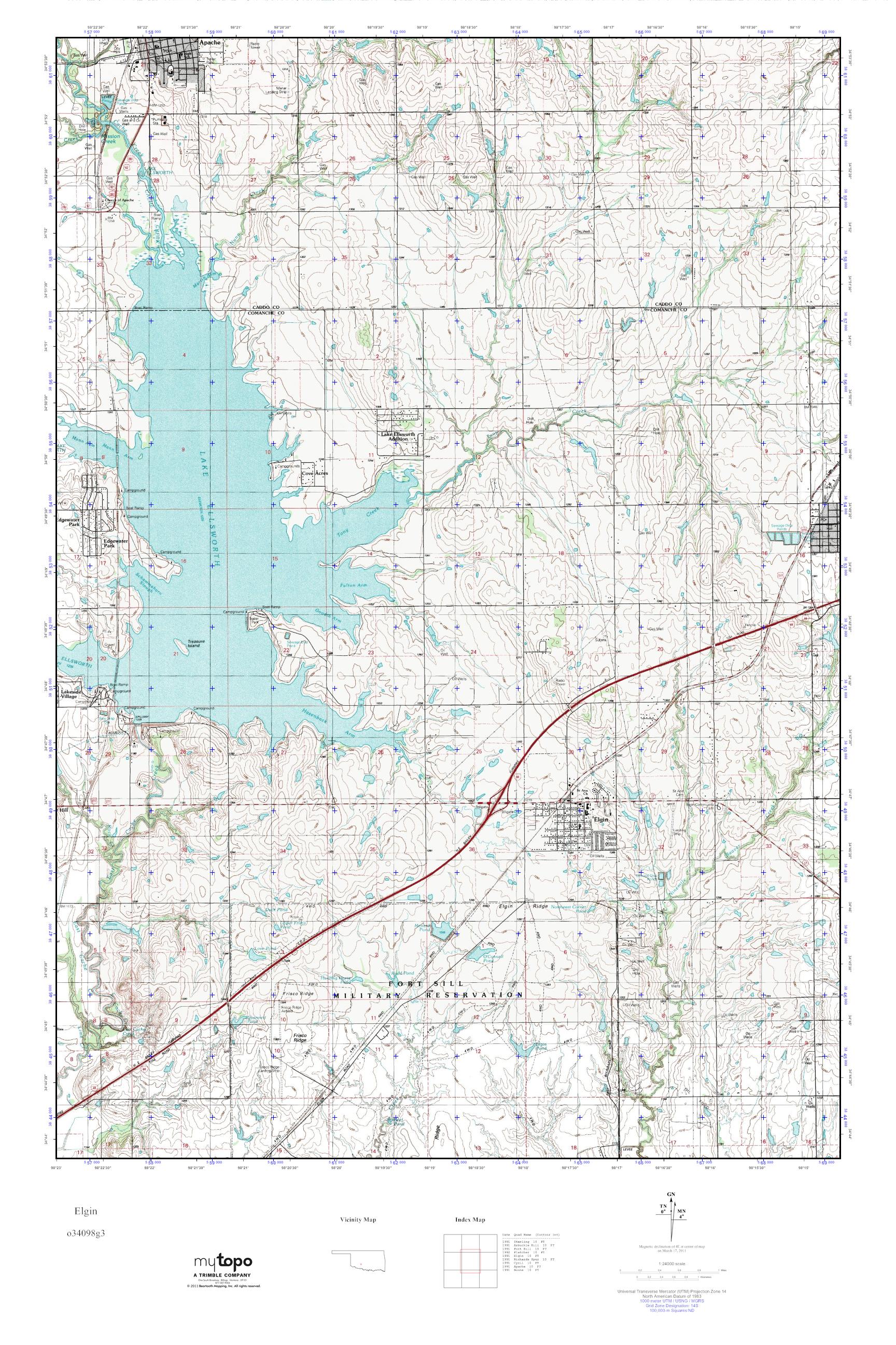 MyTopo Elgin, Oklahoma USGS Quad Topo Map
