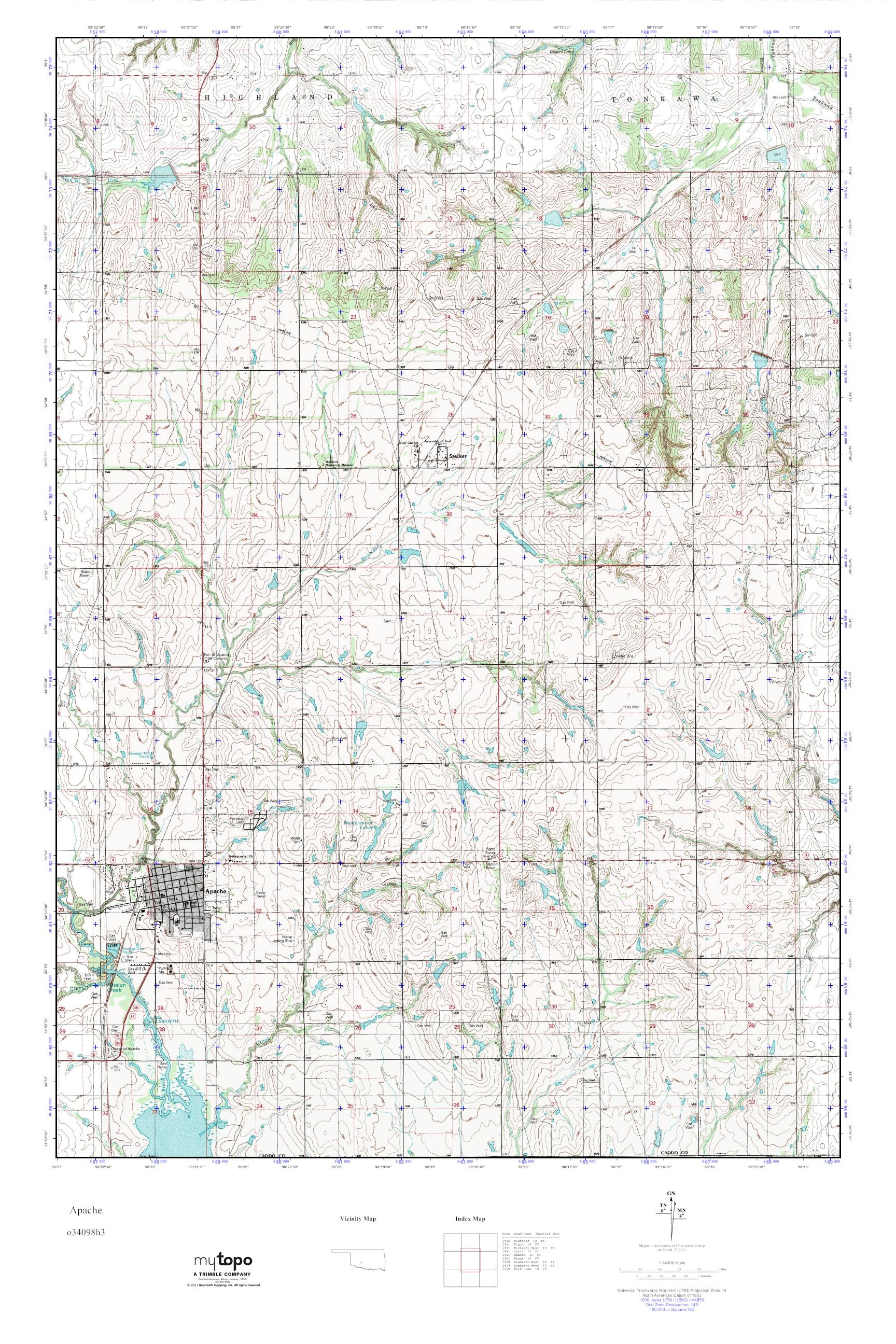 MyTopo Apache, Oklahoma USGS Quad Topo Map