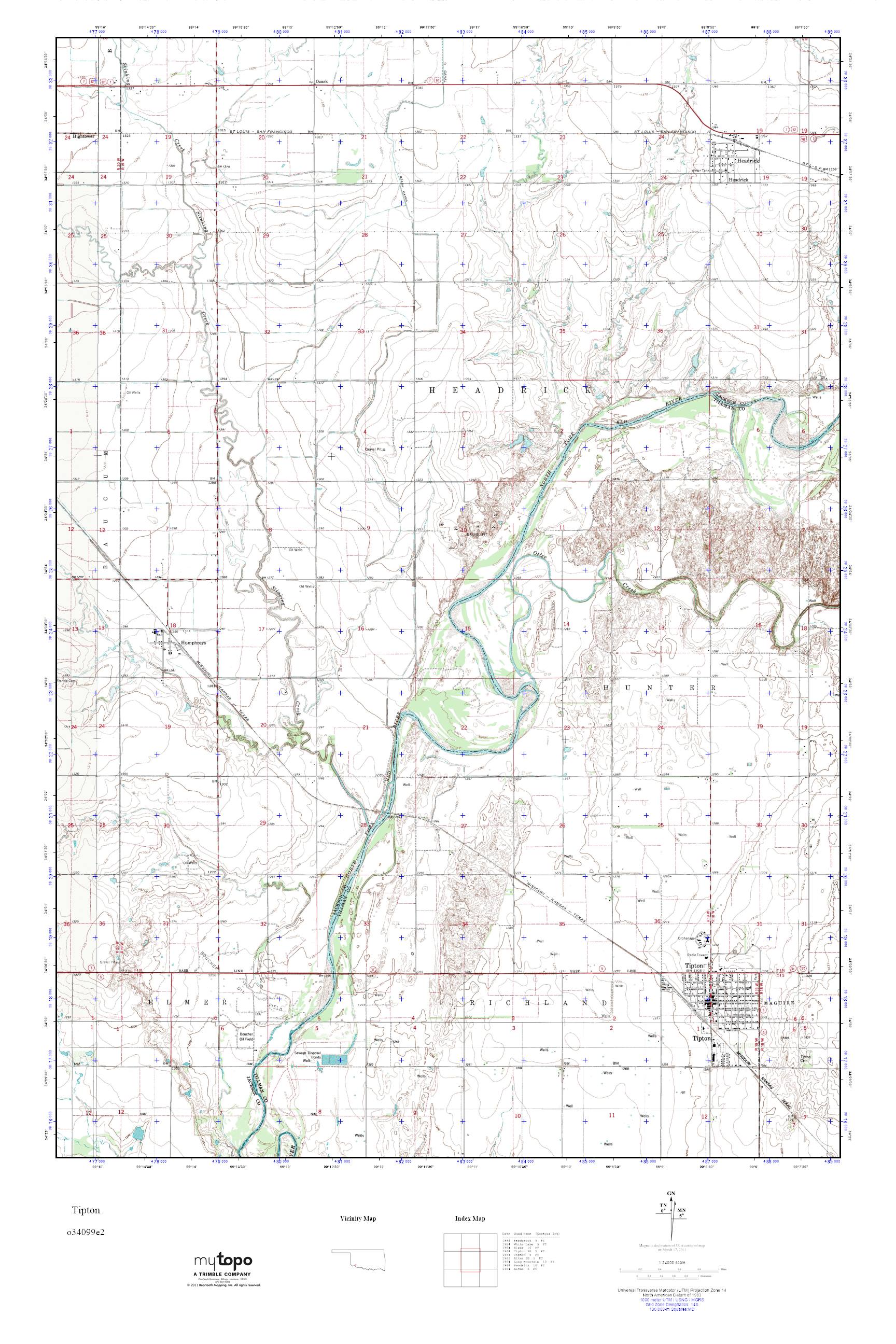 MyTopo Tipton, Oklahoma USGS Quad Topo Map