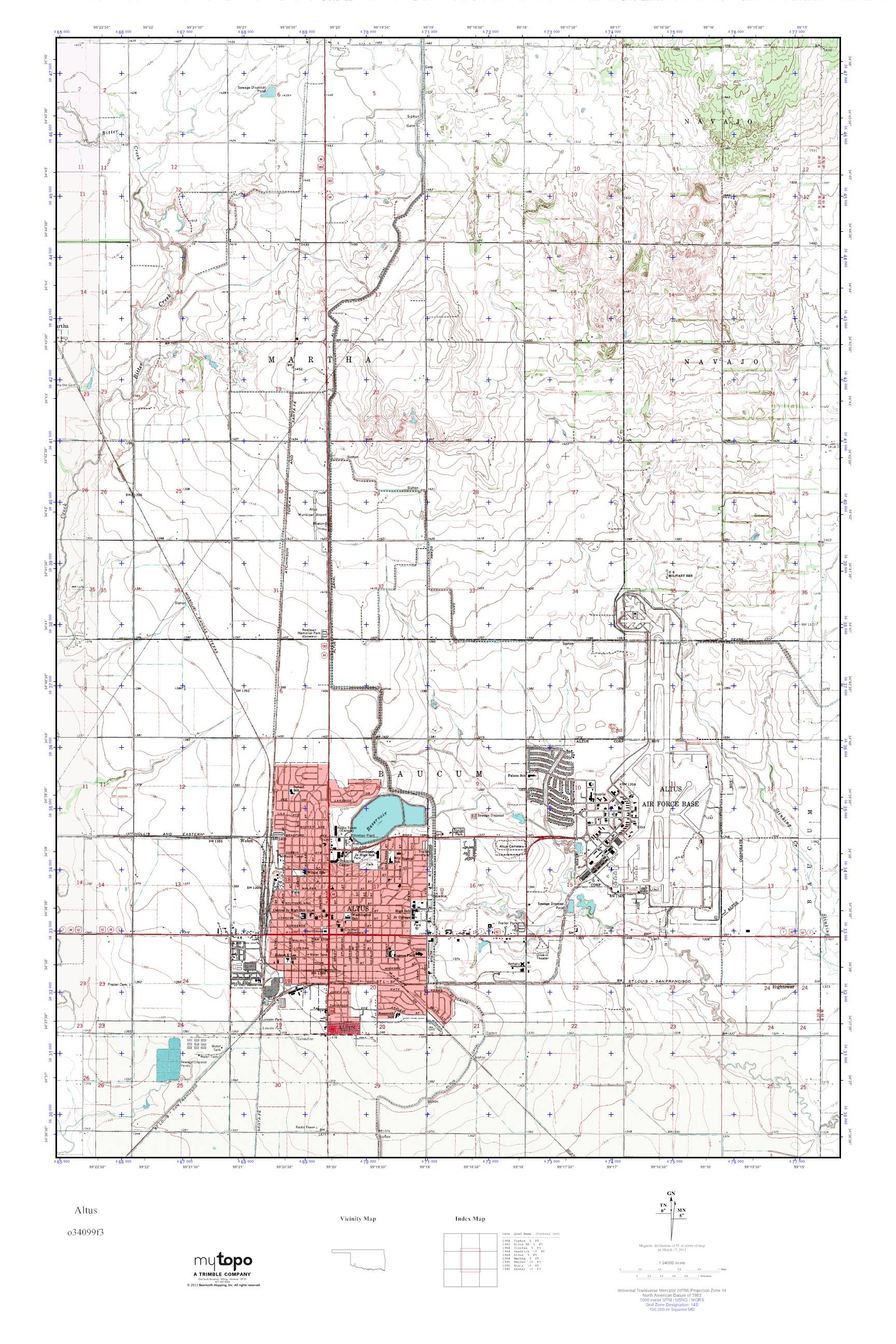 MyTopo Altus, Oklahoma USGS Quad Topo Map