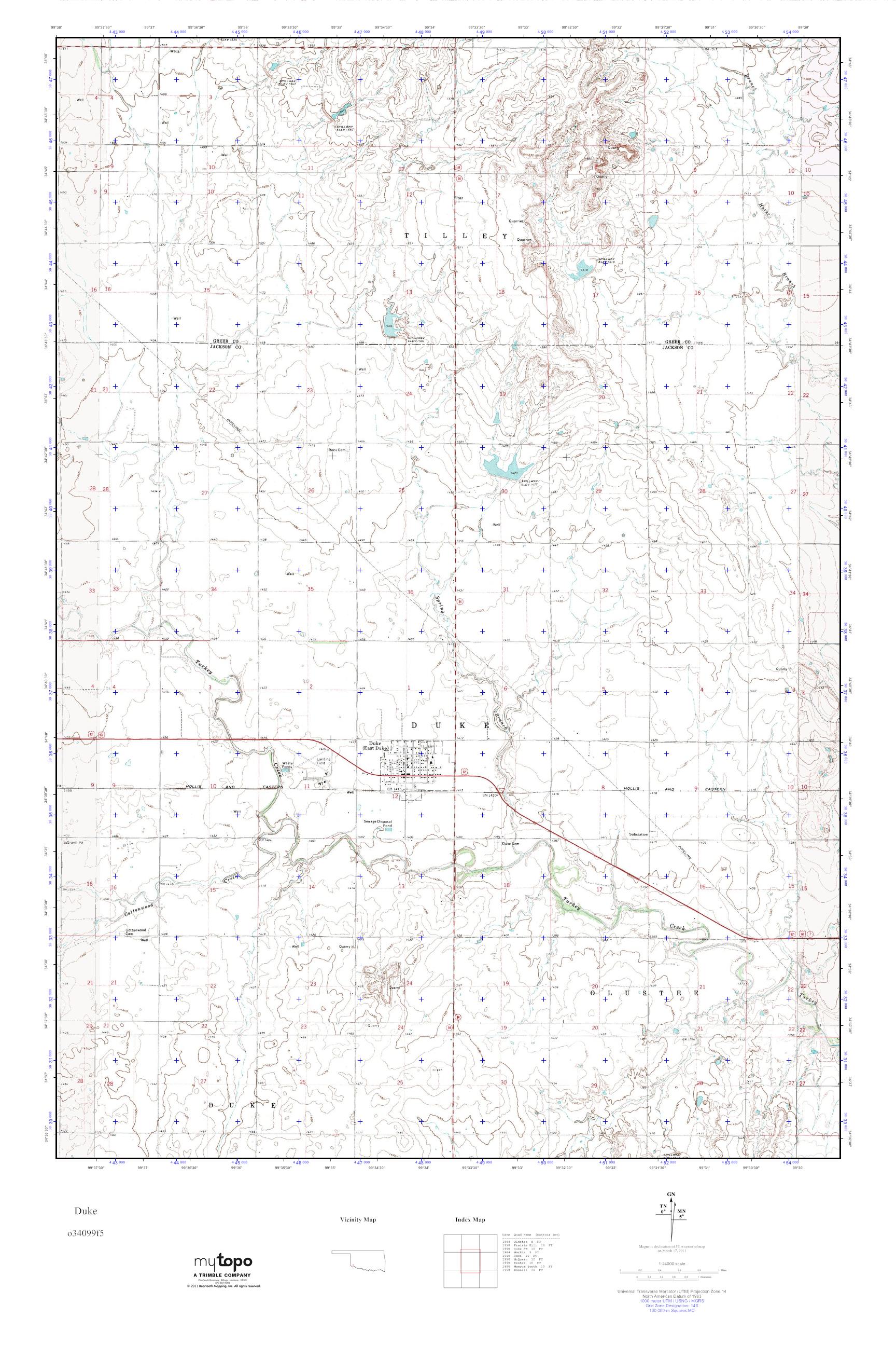 MyTopo Duke, Oklahoma USGS Quad Topo Map